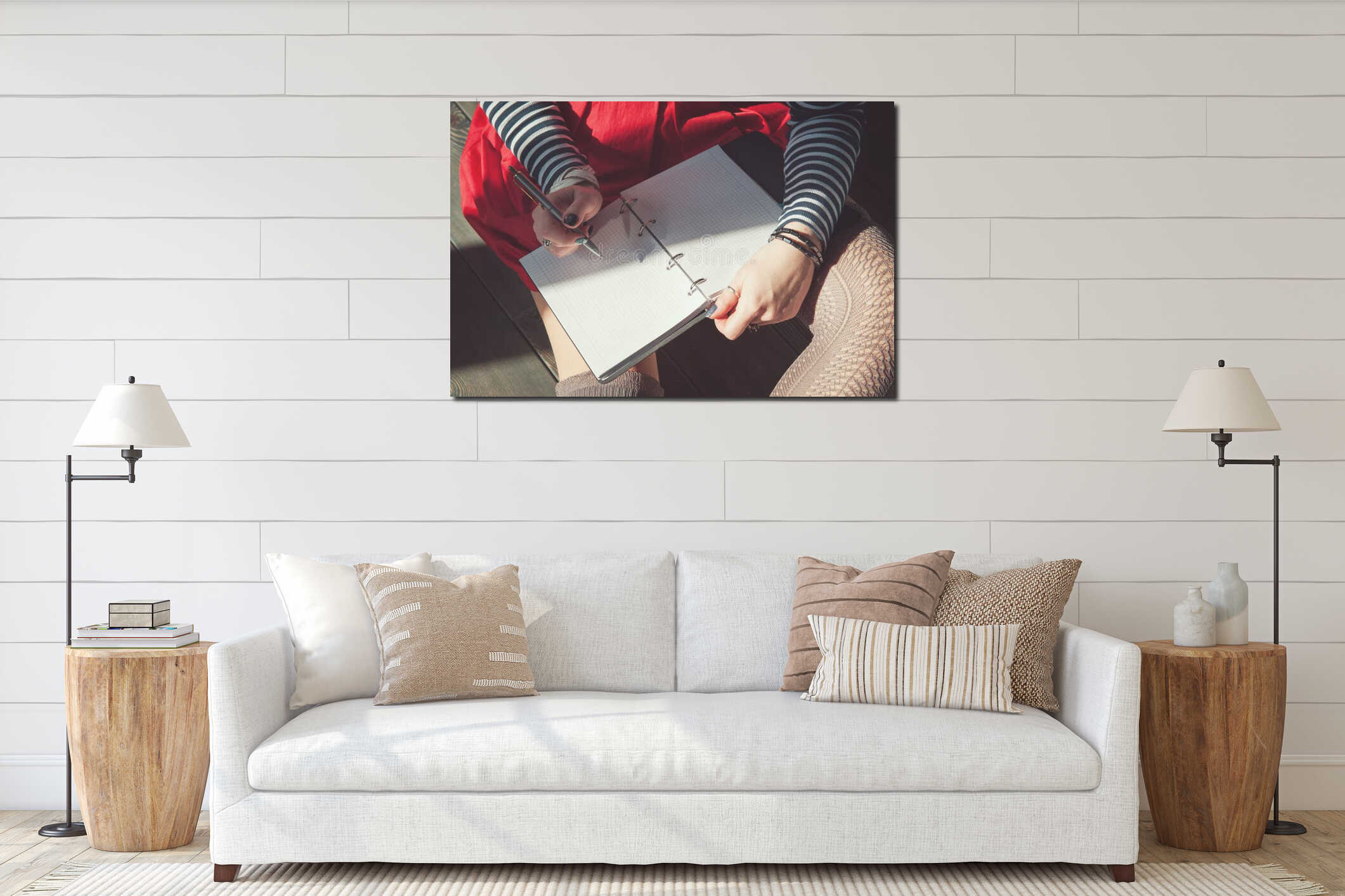 Canvas hanging interior mockup