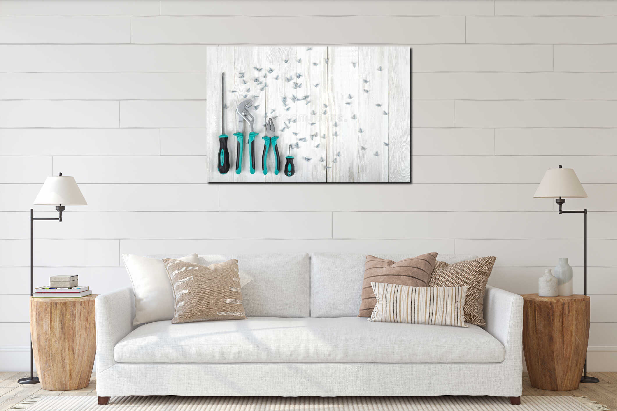 Canvas hanging interior mockup