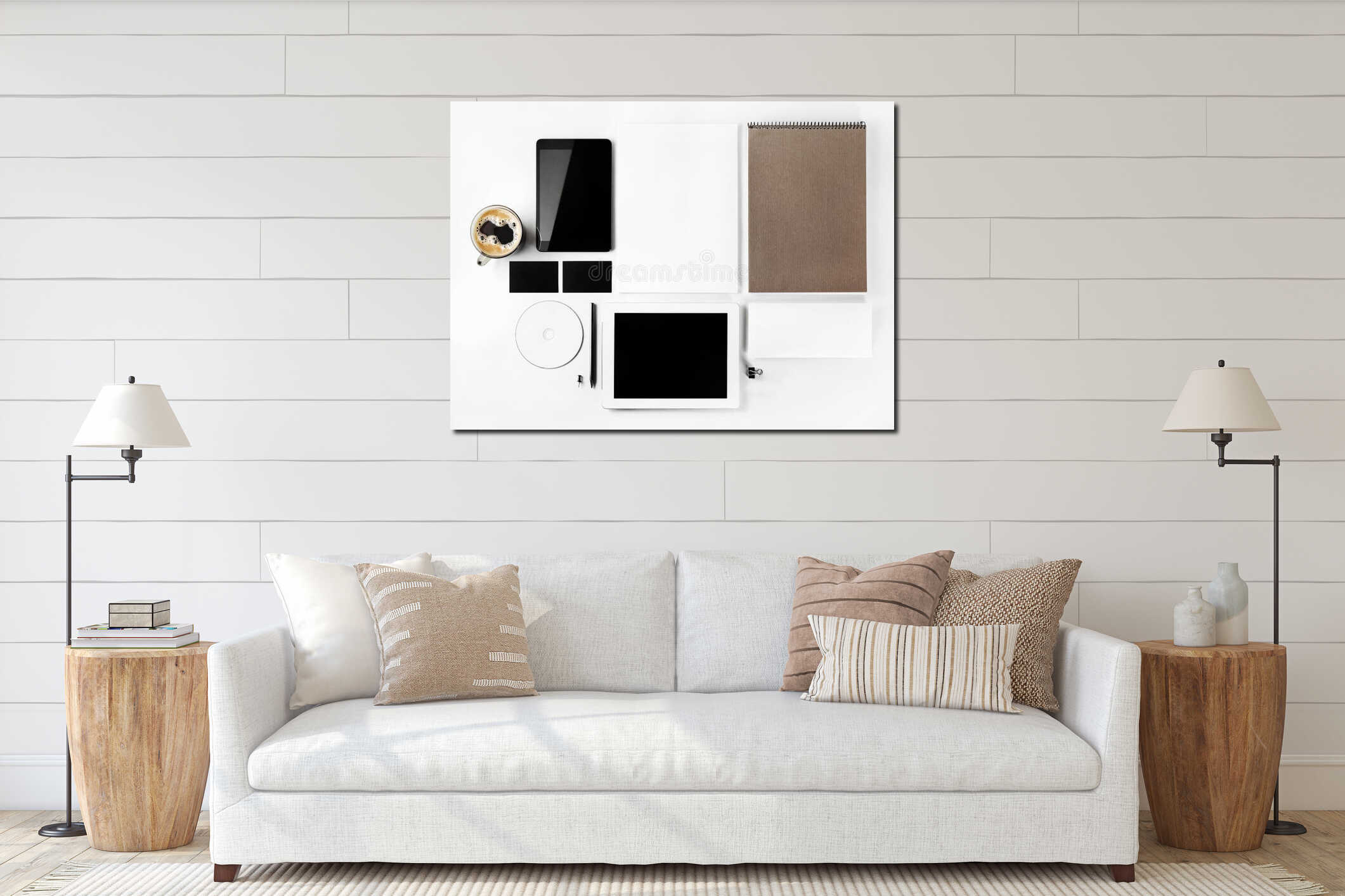 Canvas hanging interior mockup