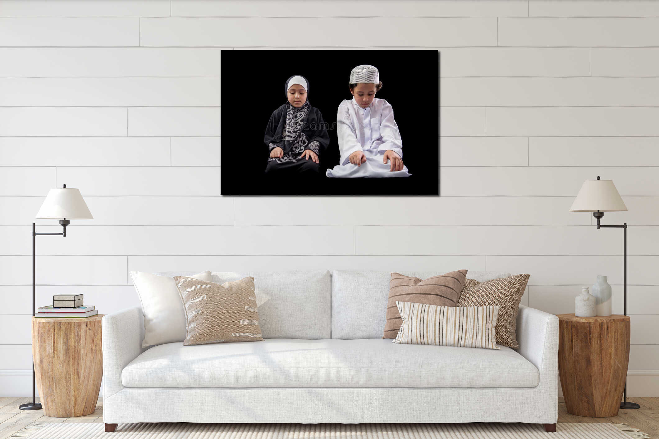 Canvas hanging interior mockup