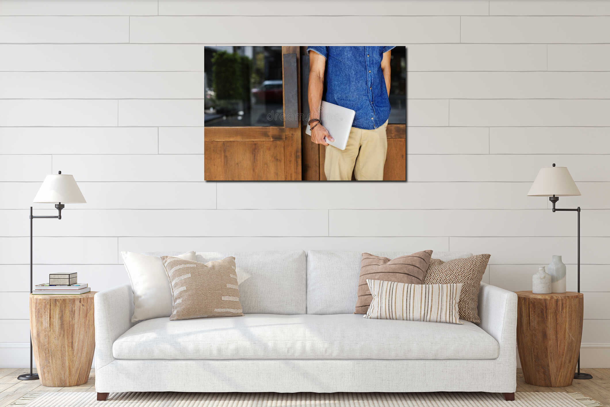 Canvas hanging interior mockup