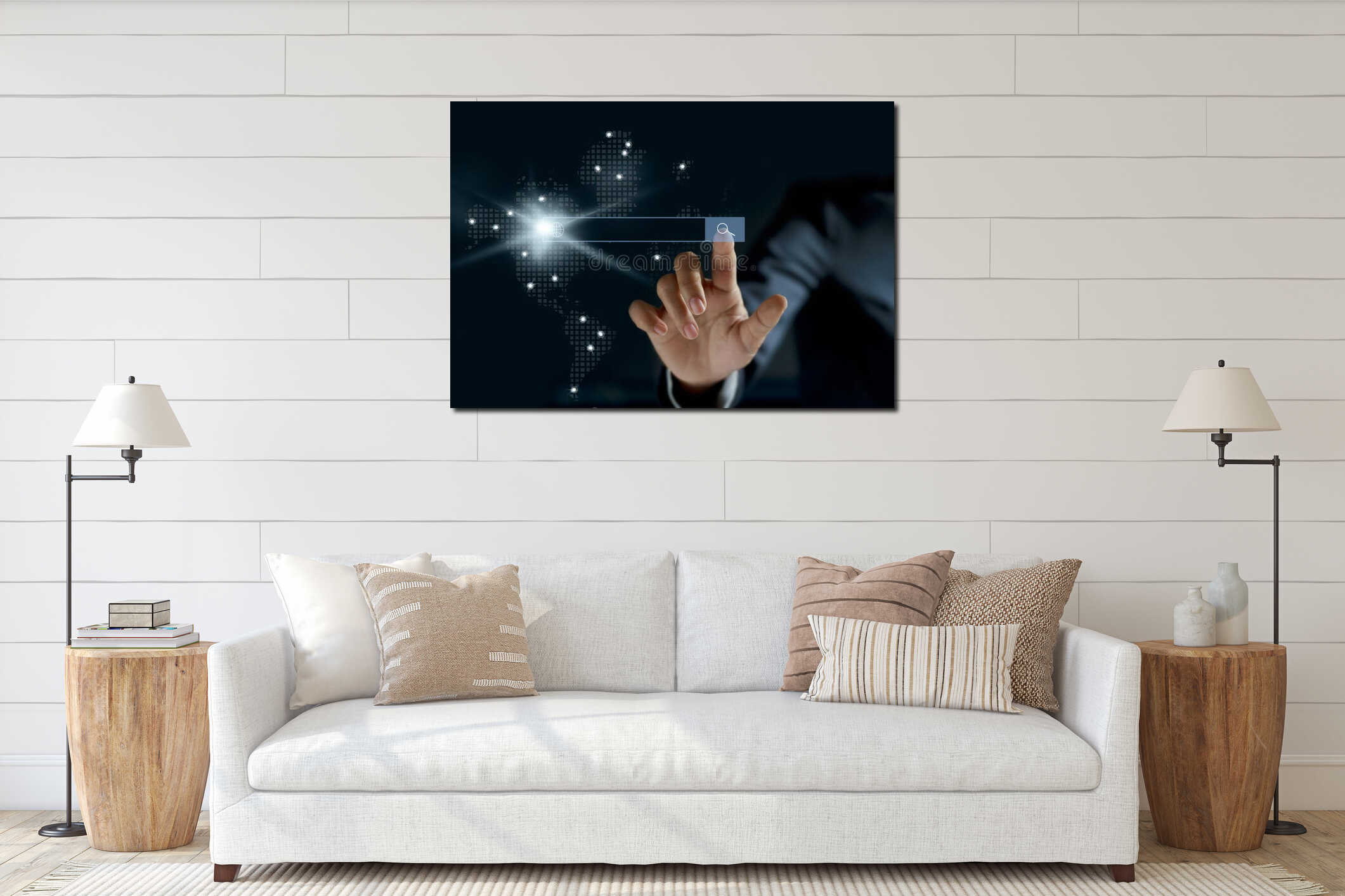 Canvas hanging interior mockup