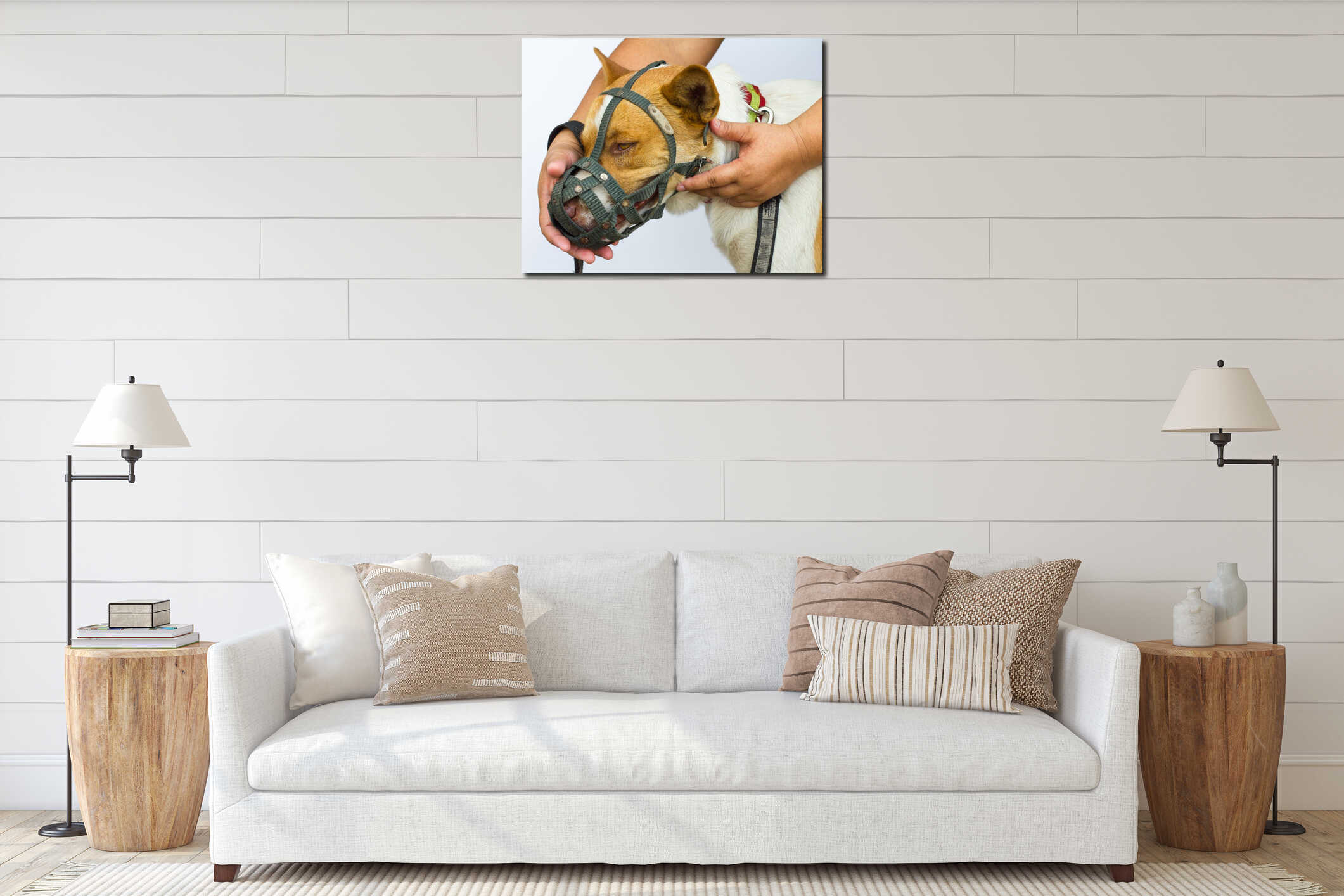 Canvas hanging interior mockup