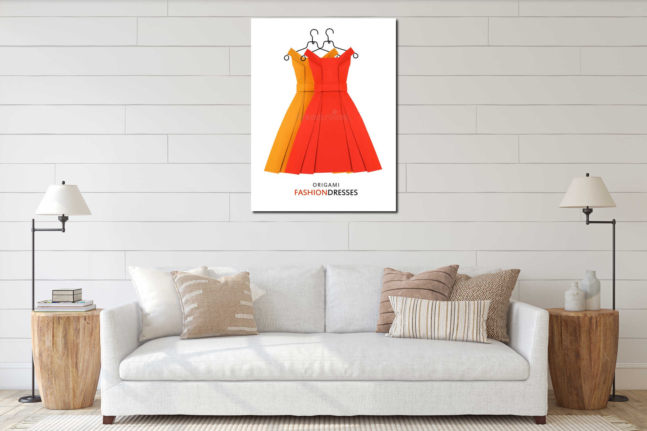 Canvas hanging interior mockup