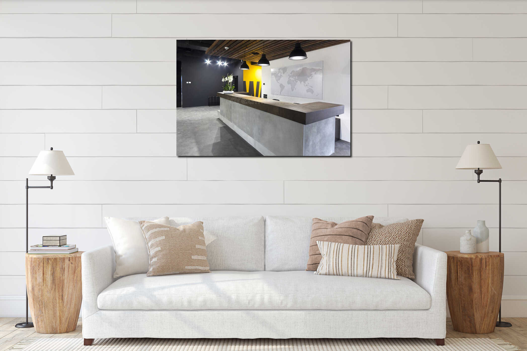 Canvas hanging interior mockup