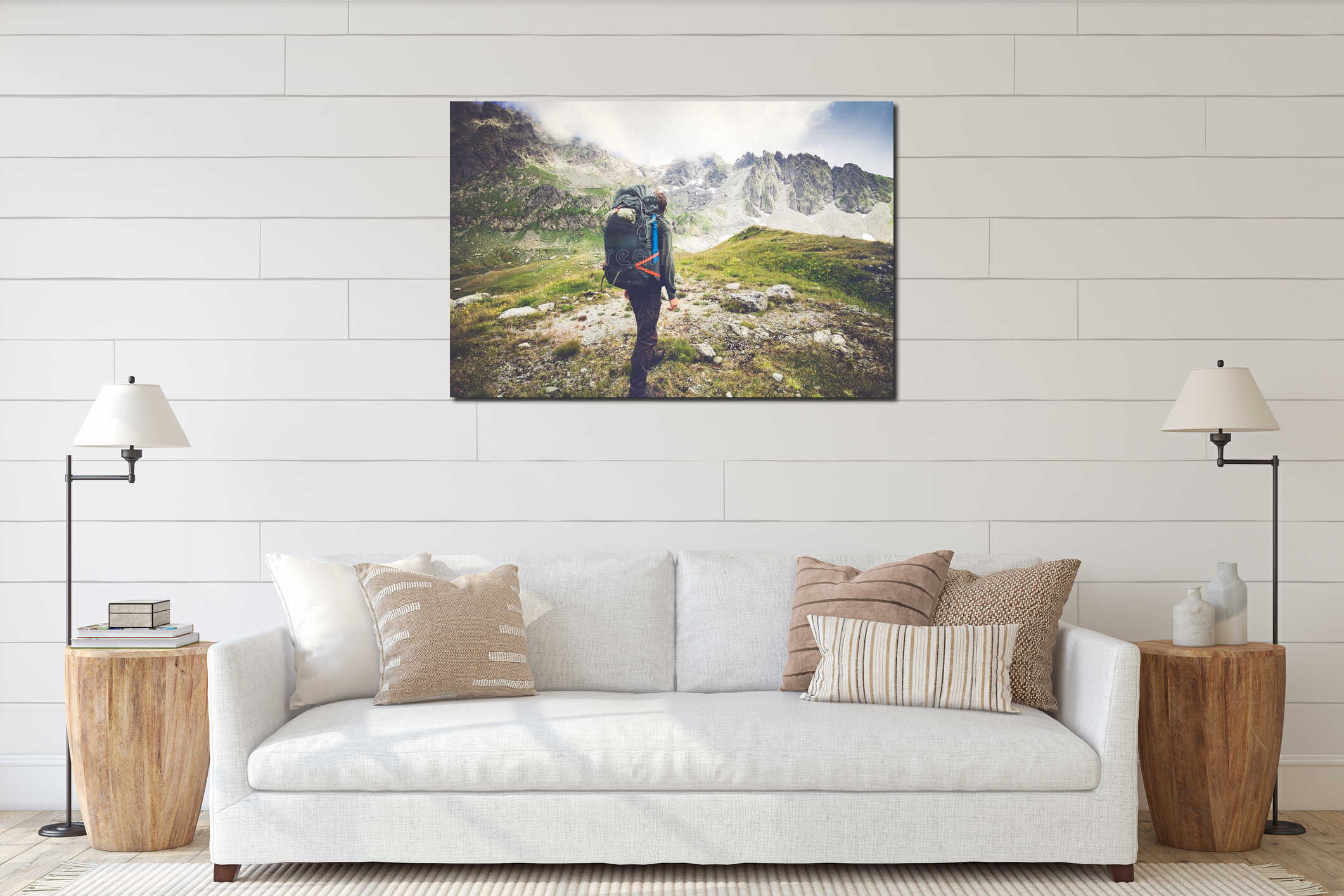 Canvas hanging interior mockup