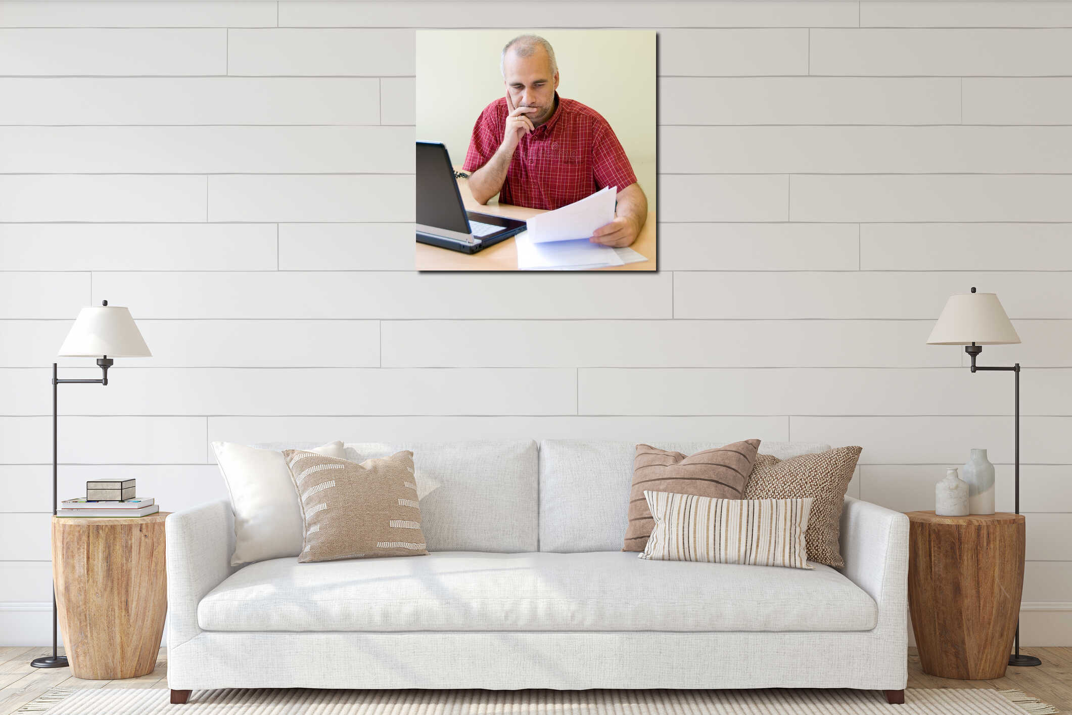 Canvas hanging interior mockup