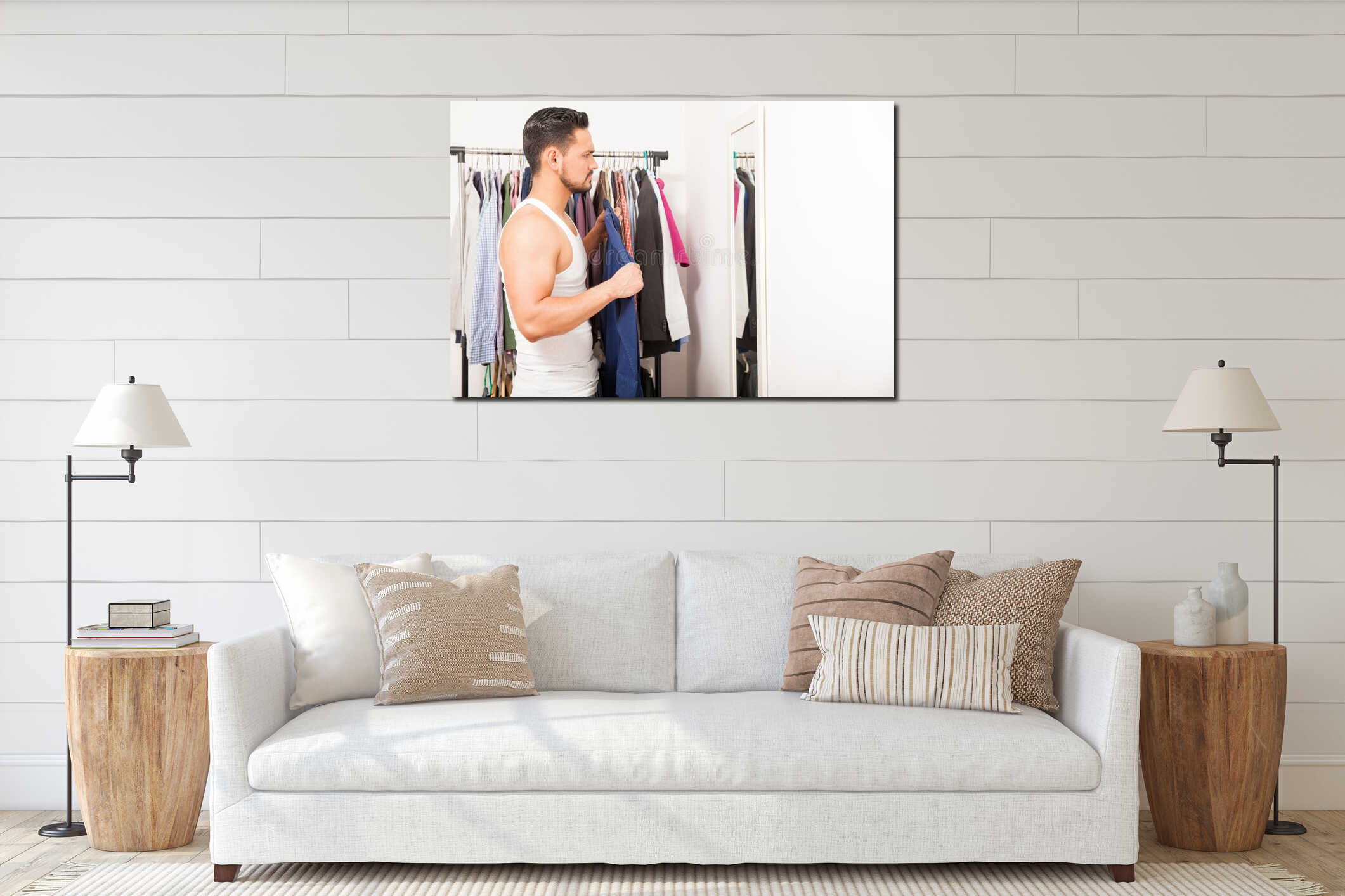Canvas hanging interior mockup