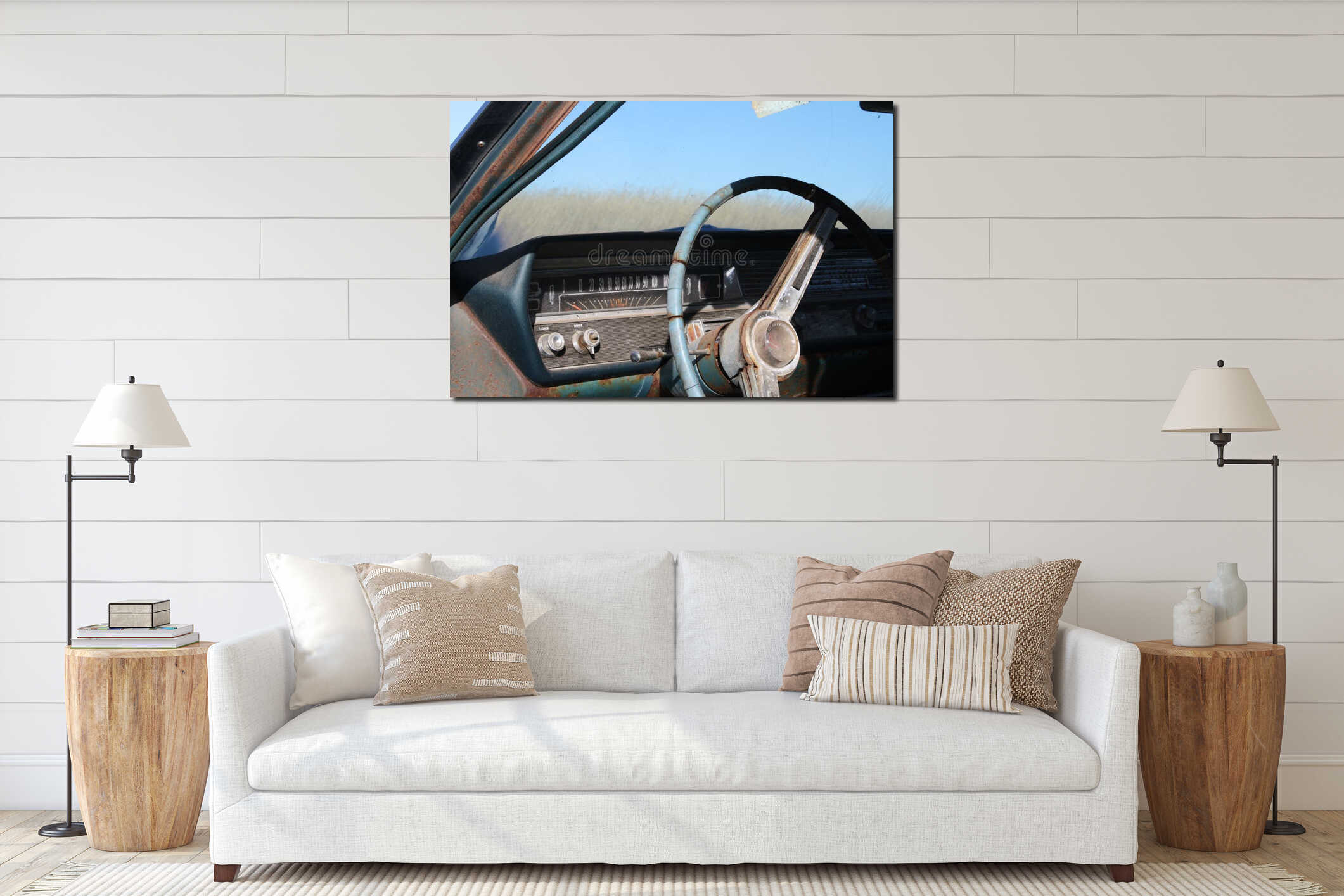 Canvas hanging interior mockup