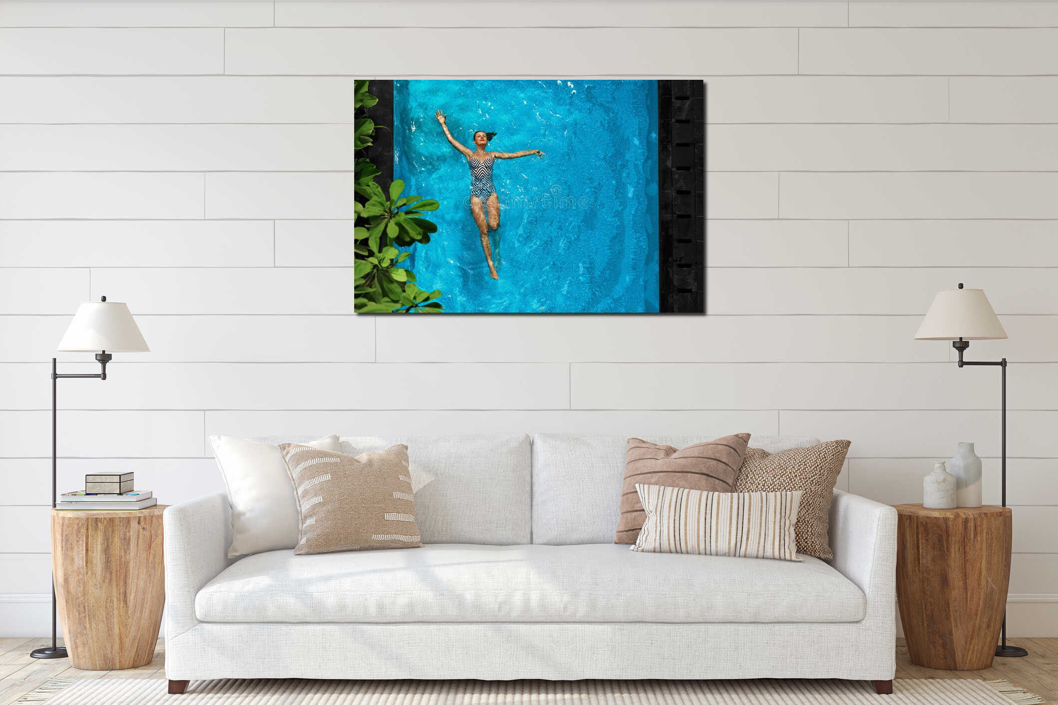 Canvas hanging interior mockup