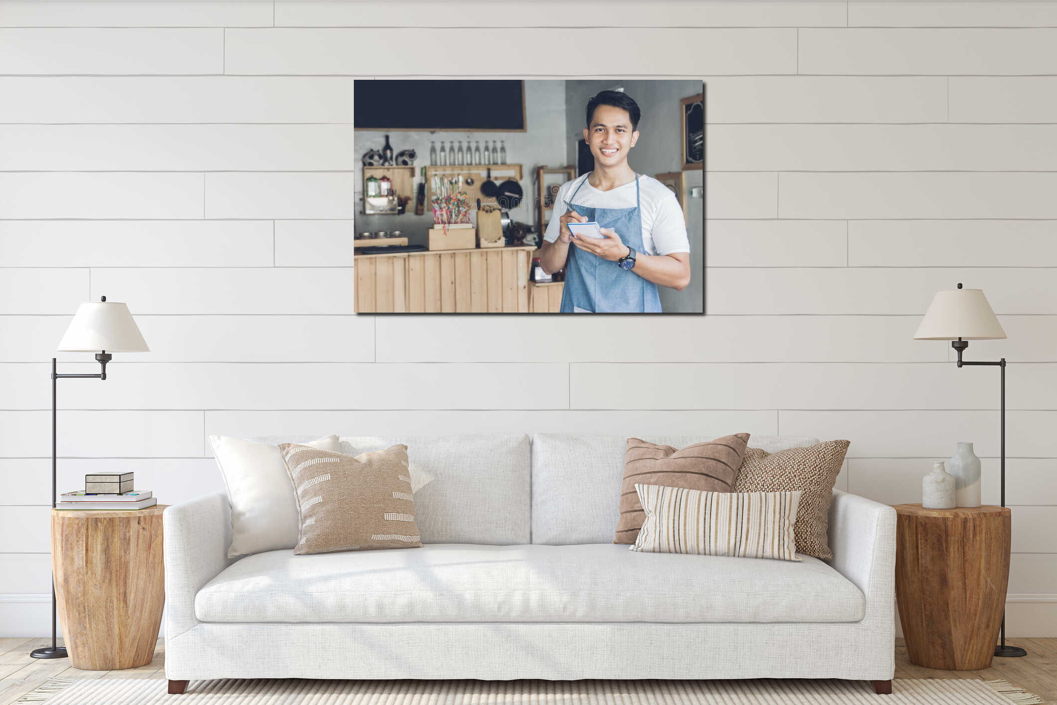 Canvas hanging interior mockup