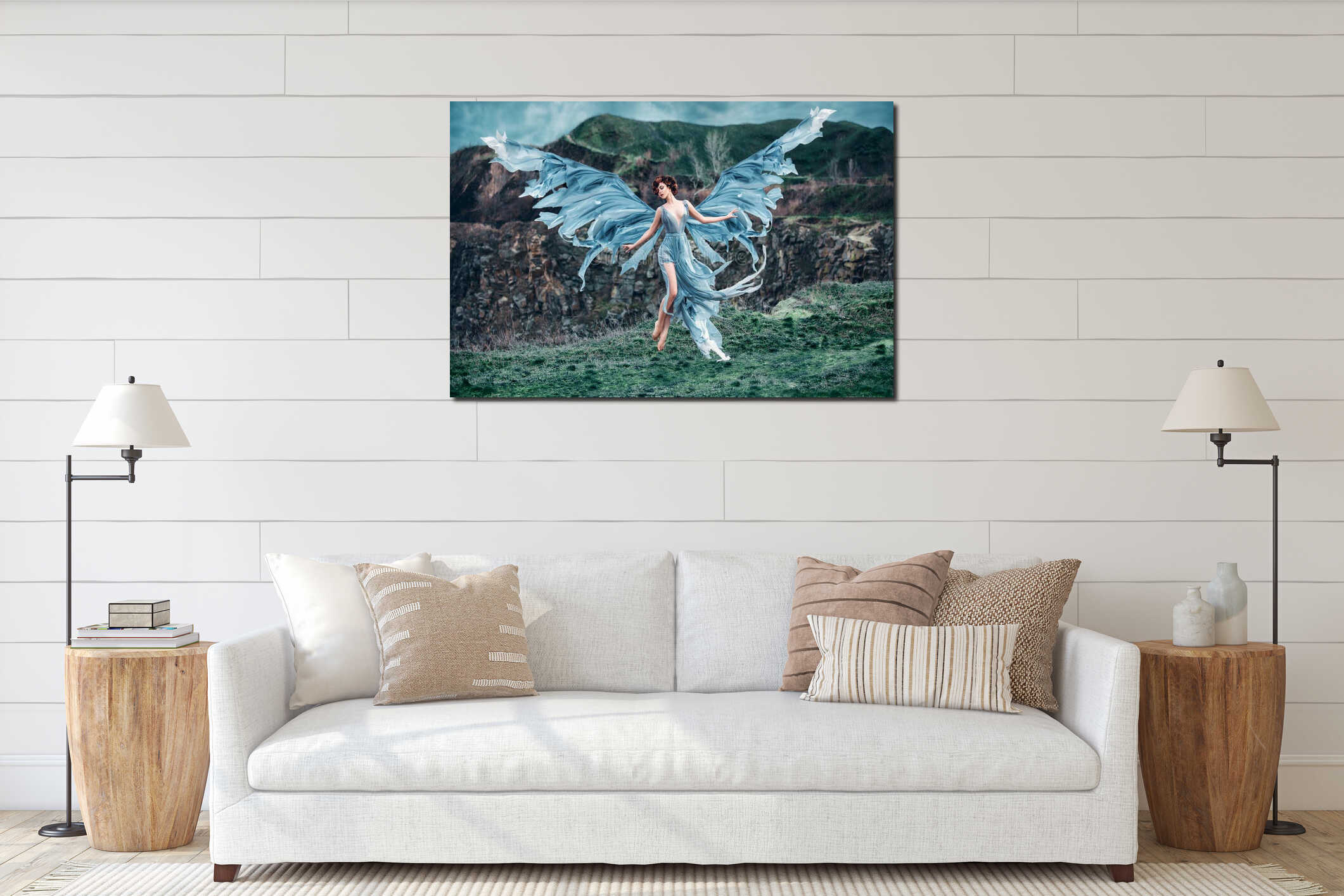 Canvas hanging interior mockup