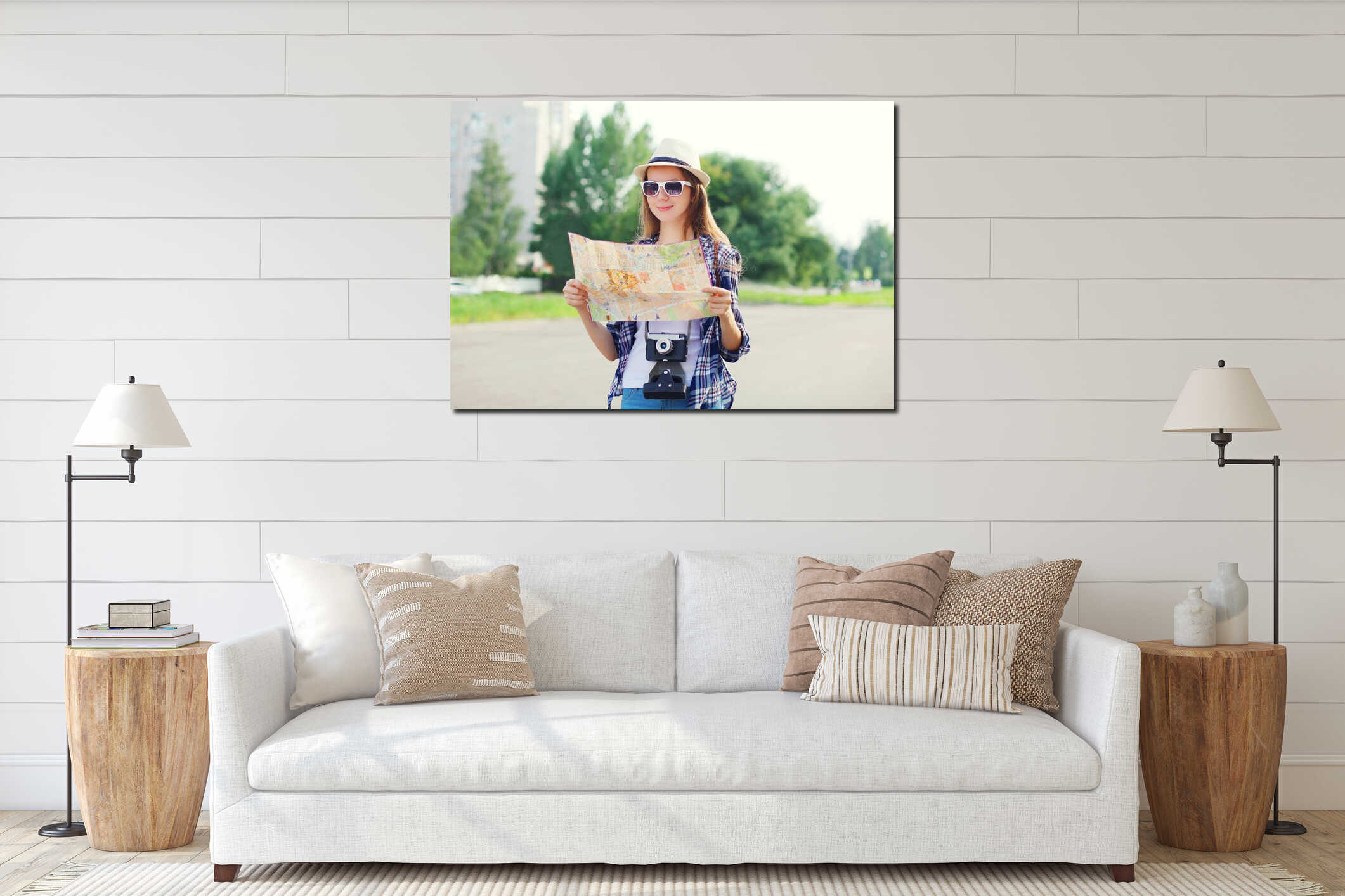 Canvas hanging interior mockup