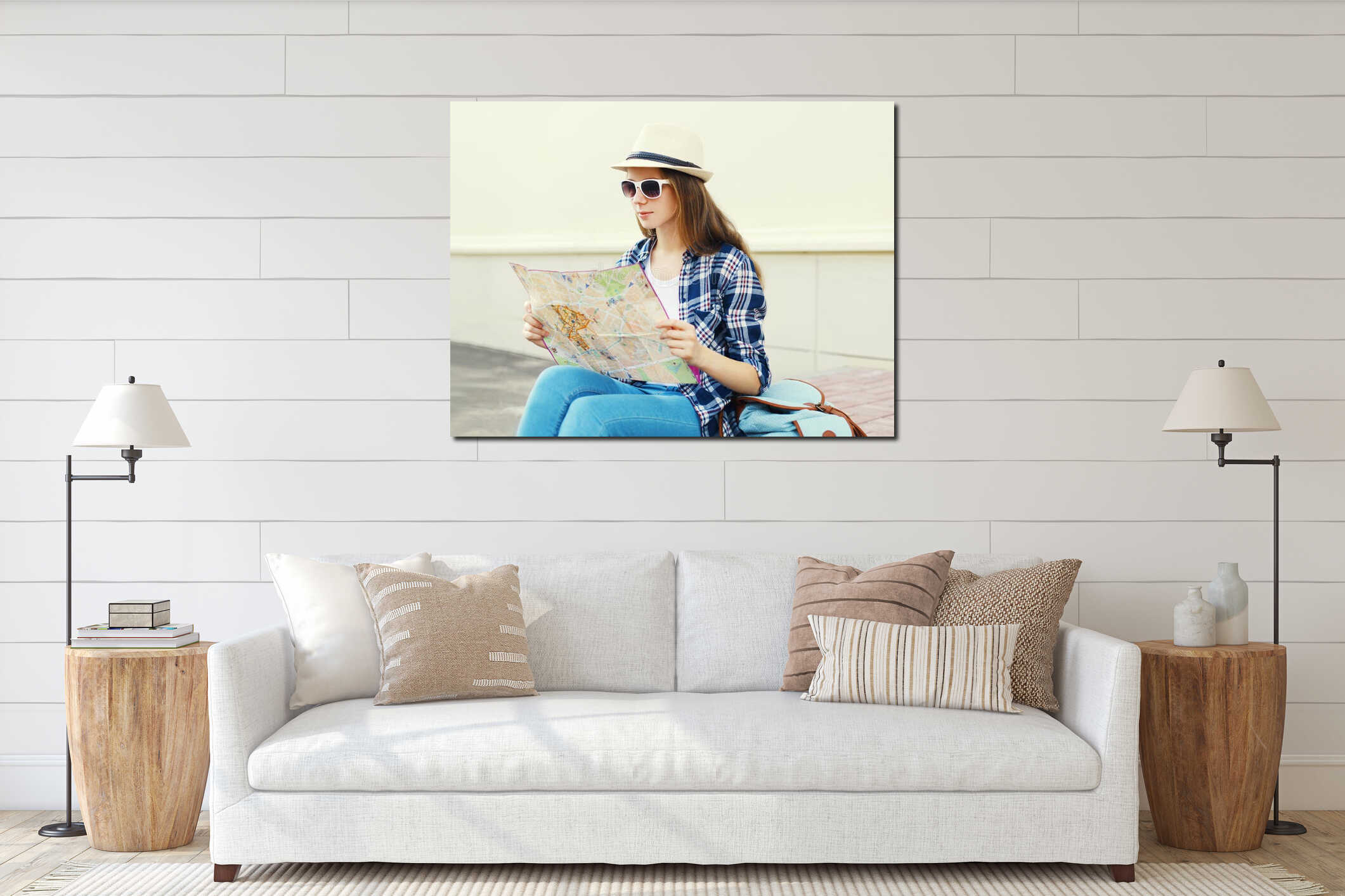 Canvas hanging interior mockup