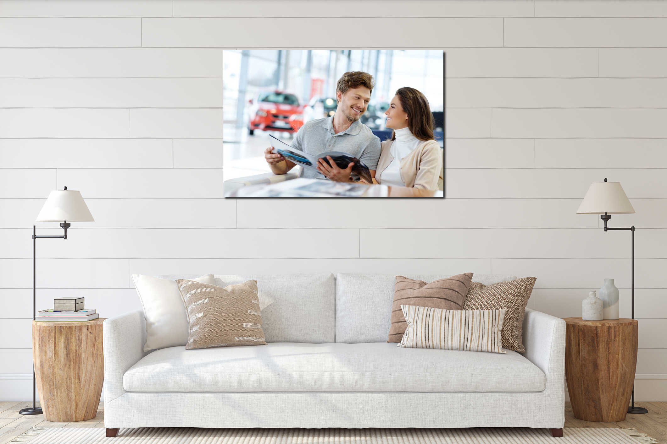 Canvas hanging interior mockup