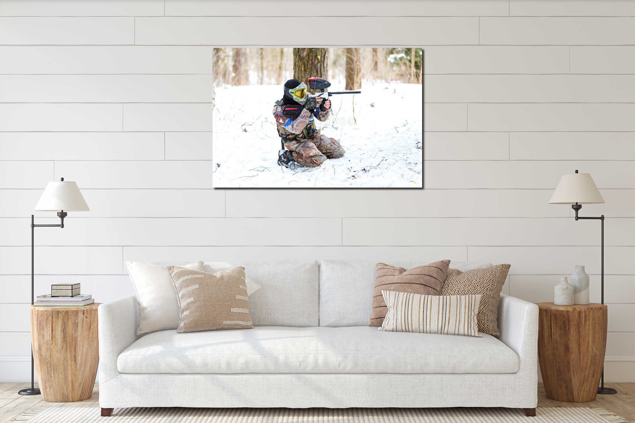 Canvas hanging interior mockup