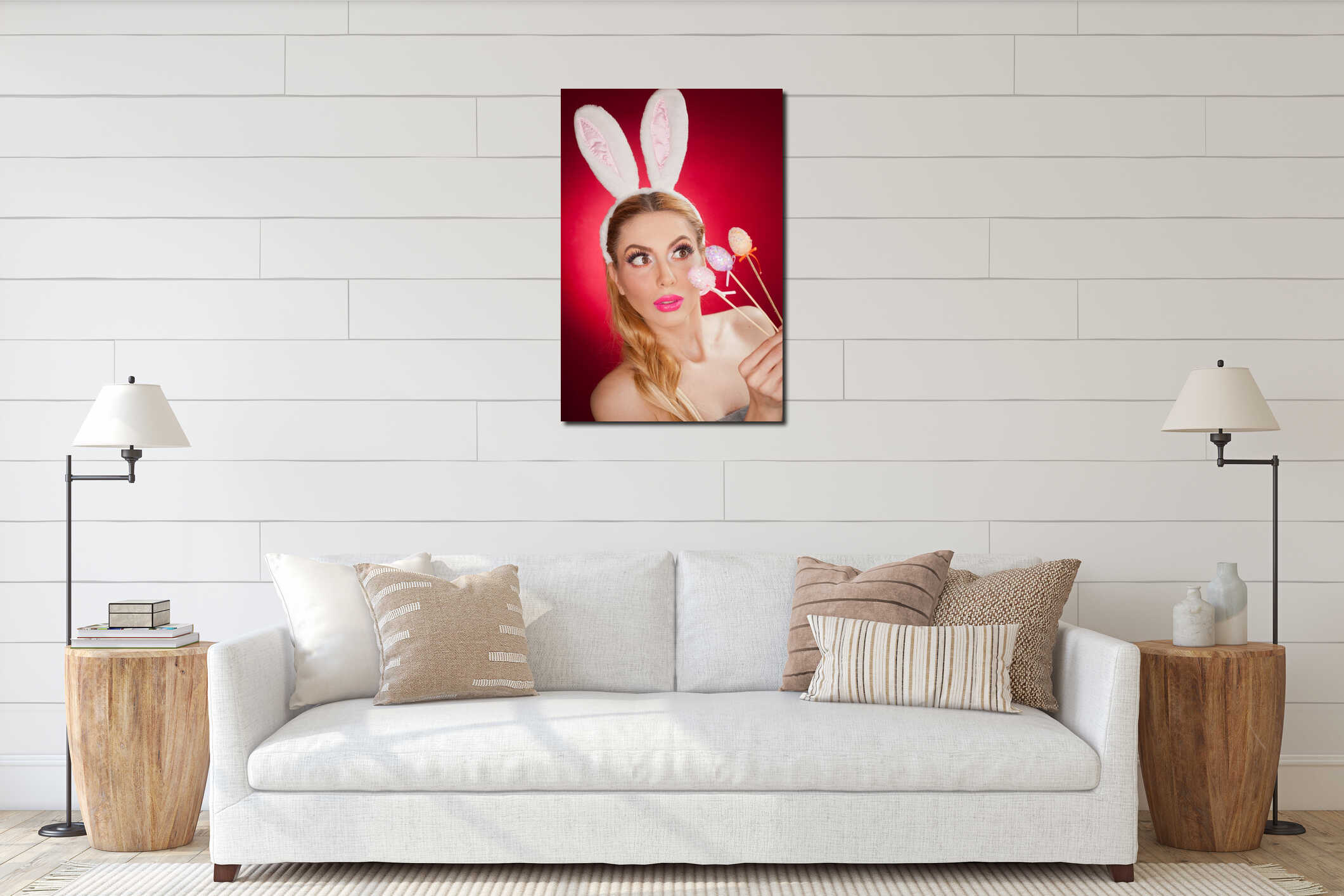 Canvas hanging interior mockup