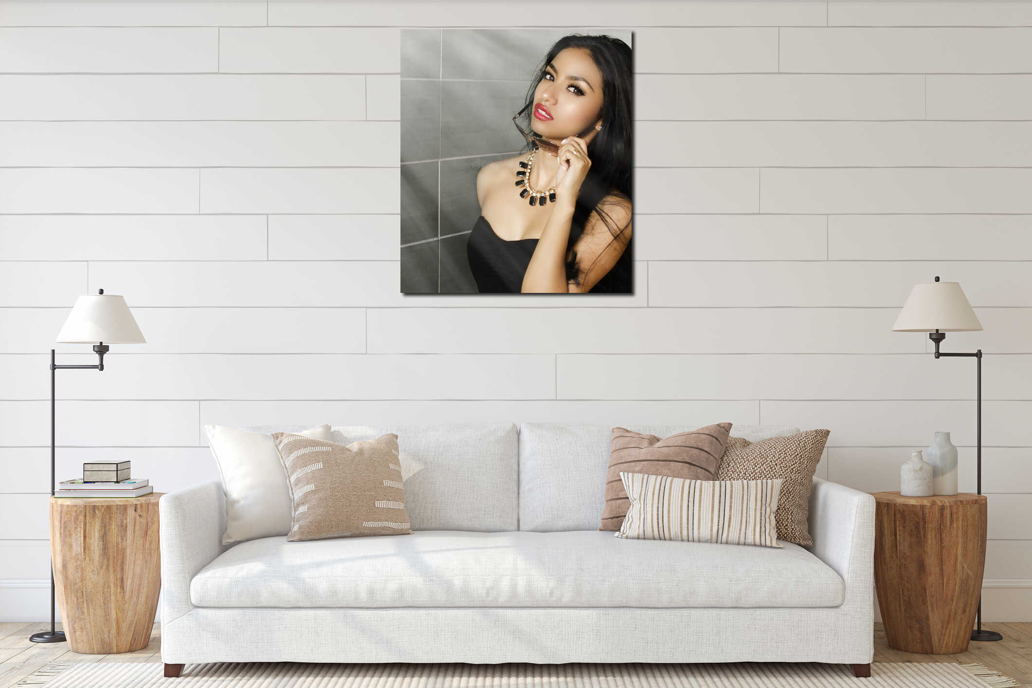 Canvas hanging interior mockup