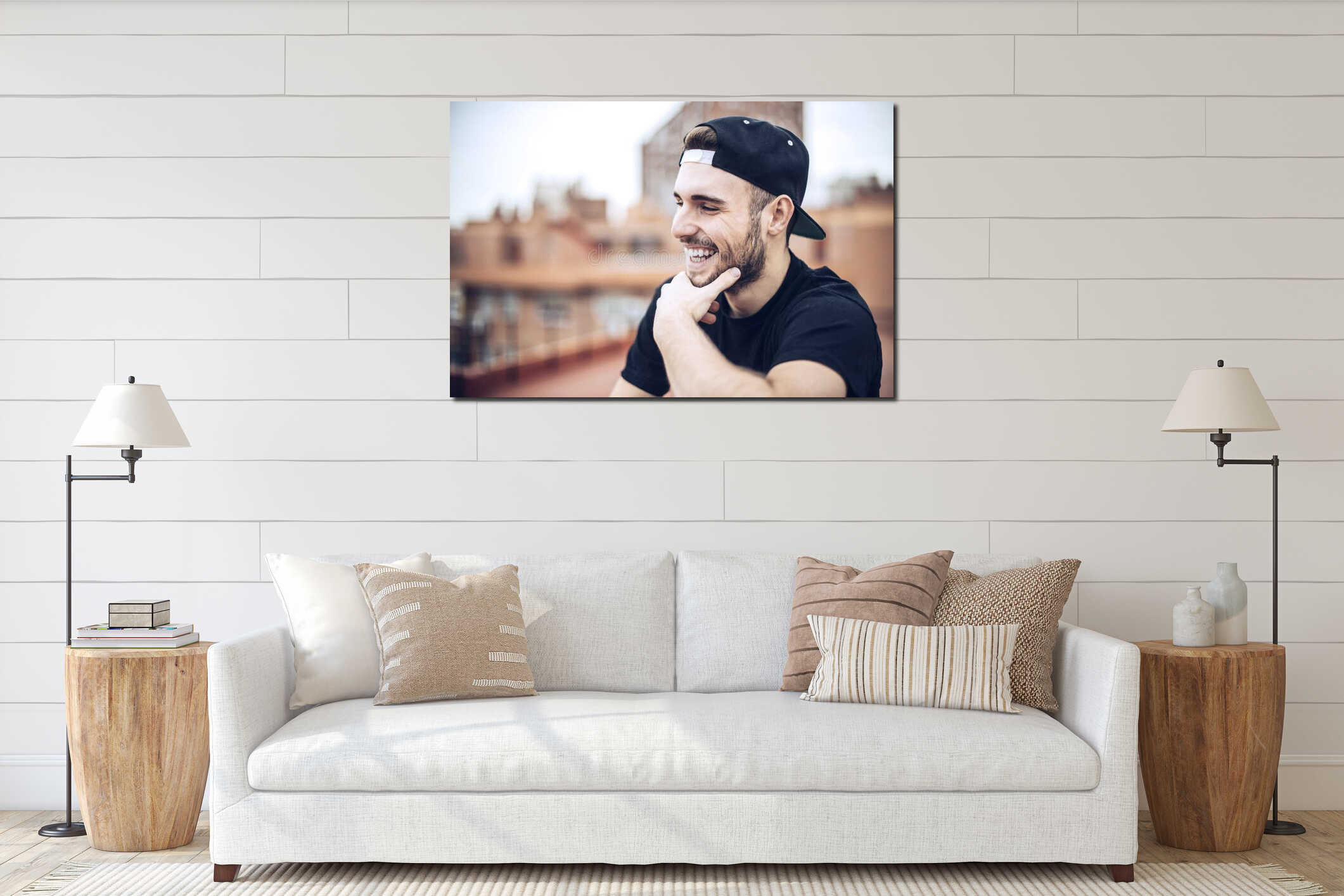 Canvas hanging interior mockup