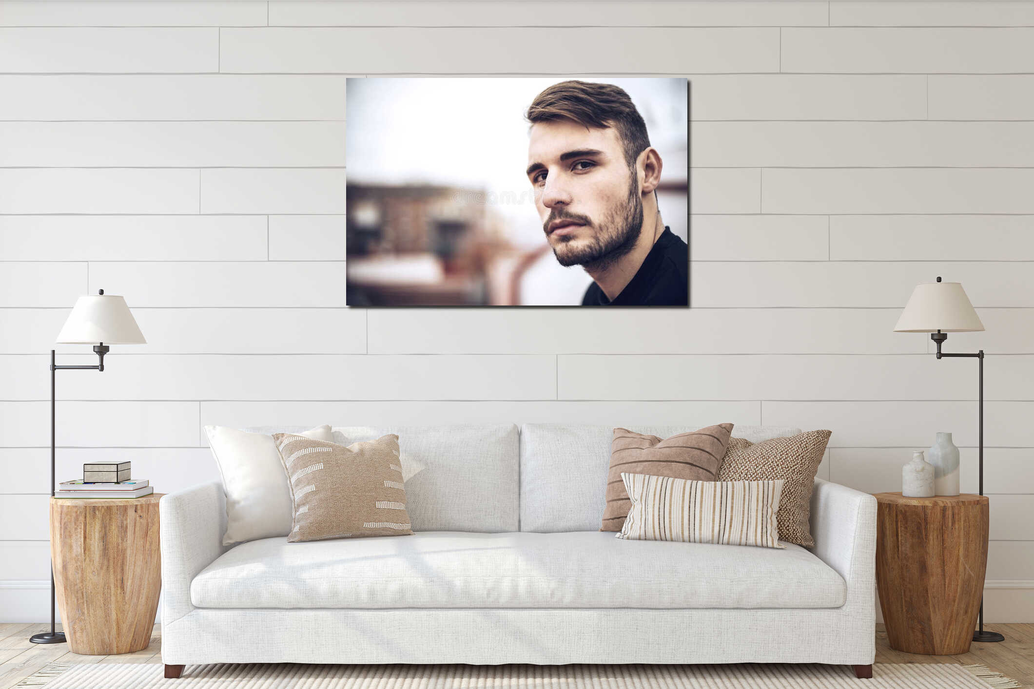 Canvas hanging interior mockup