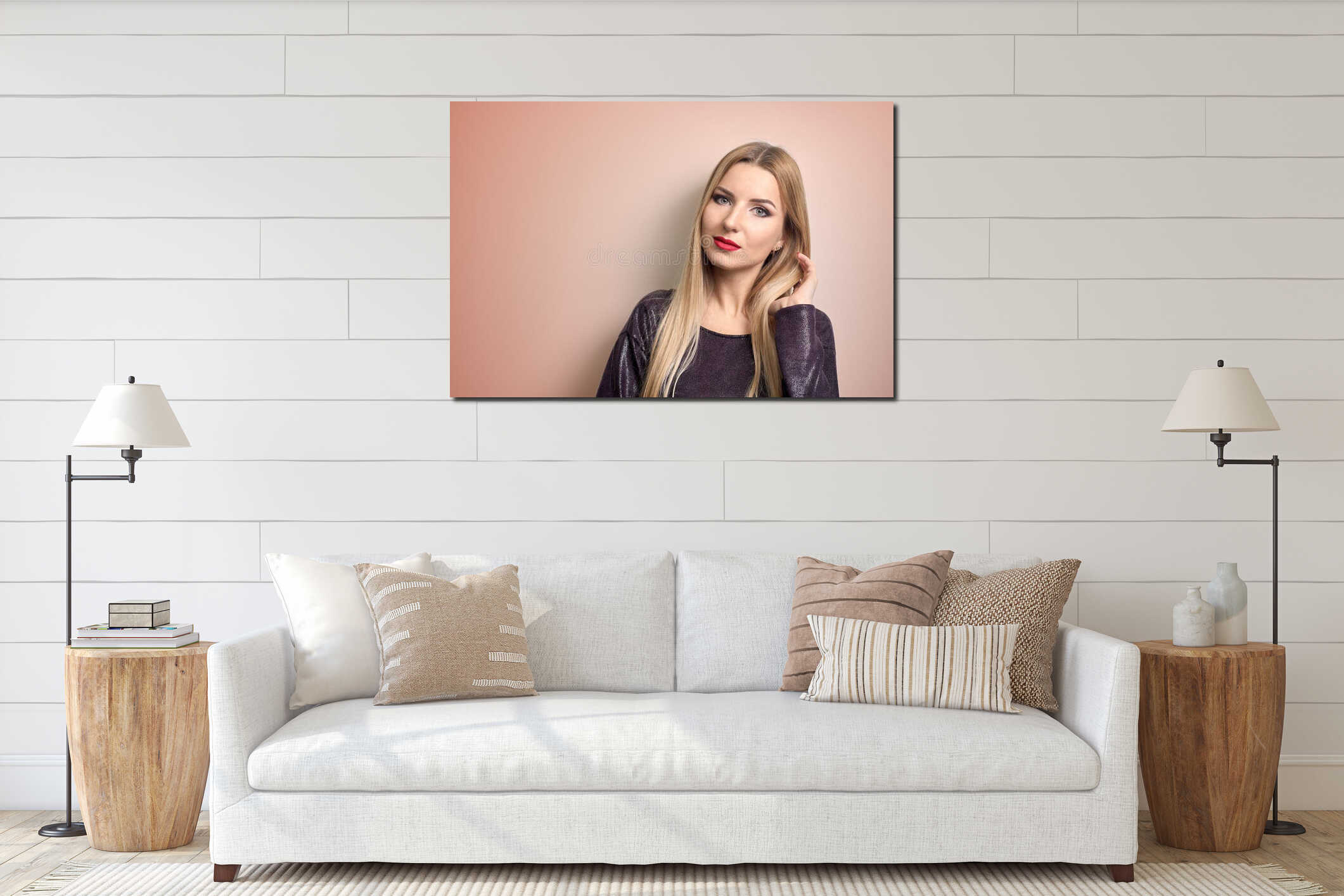 Canvas hanging interior mockup