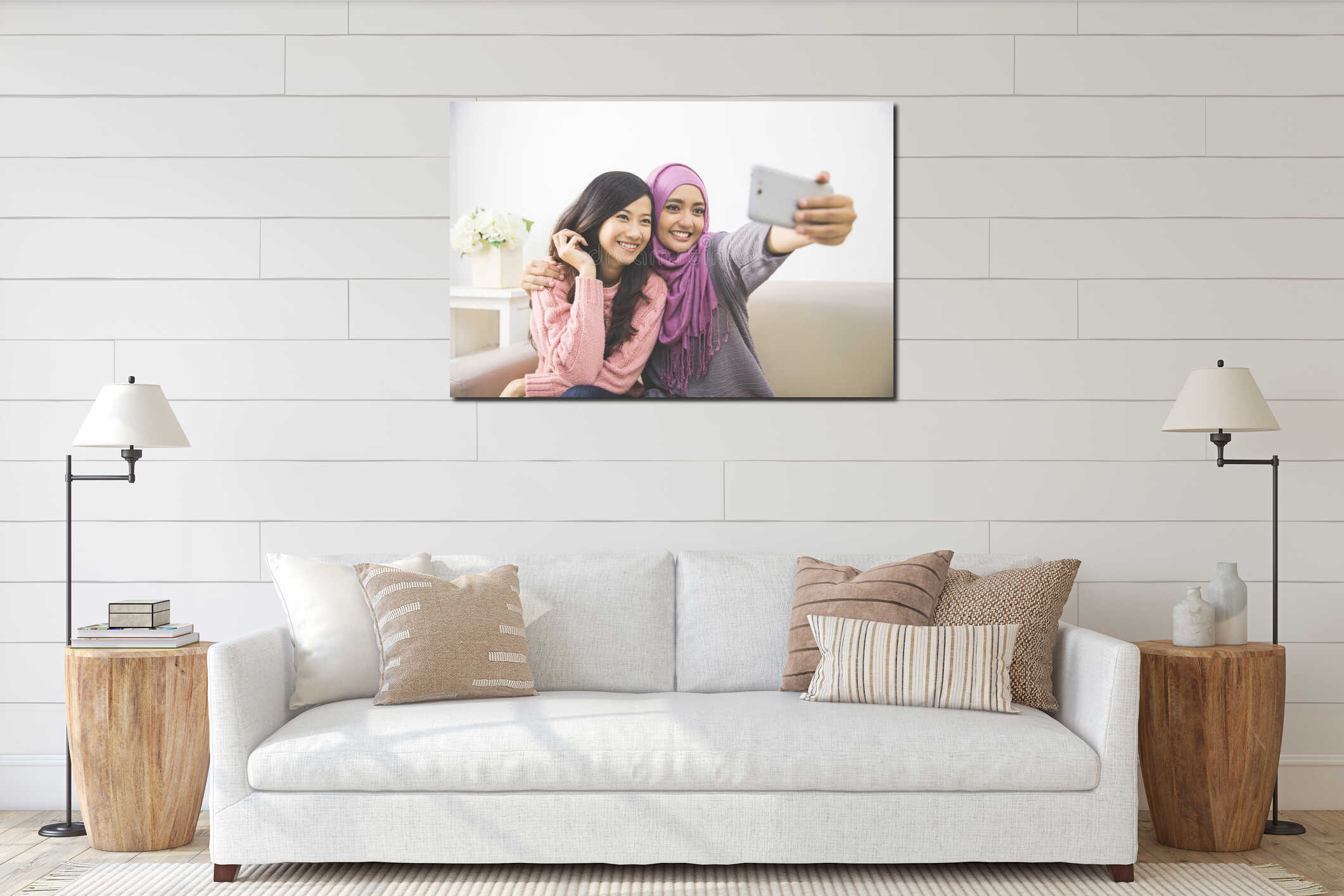 Canvas hanging interior mockup