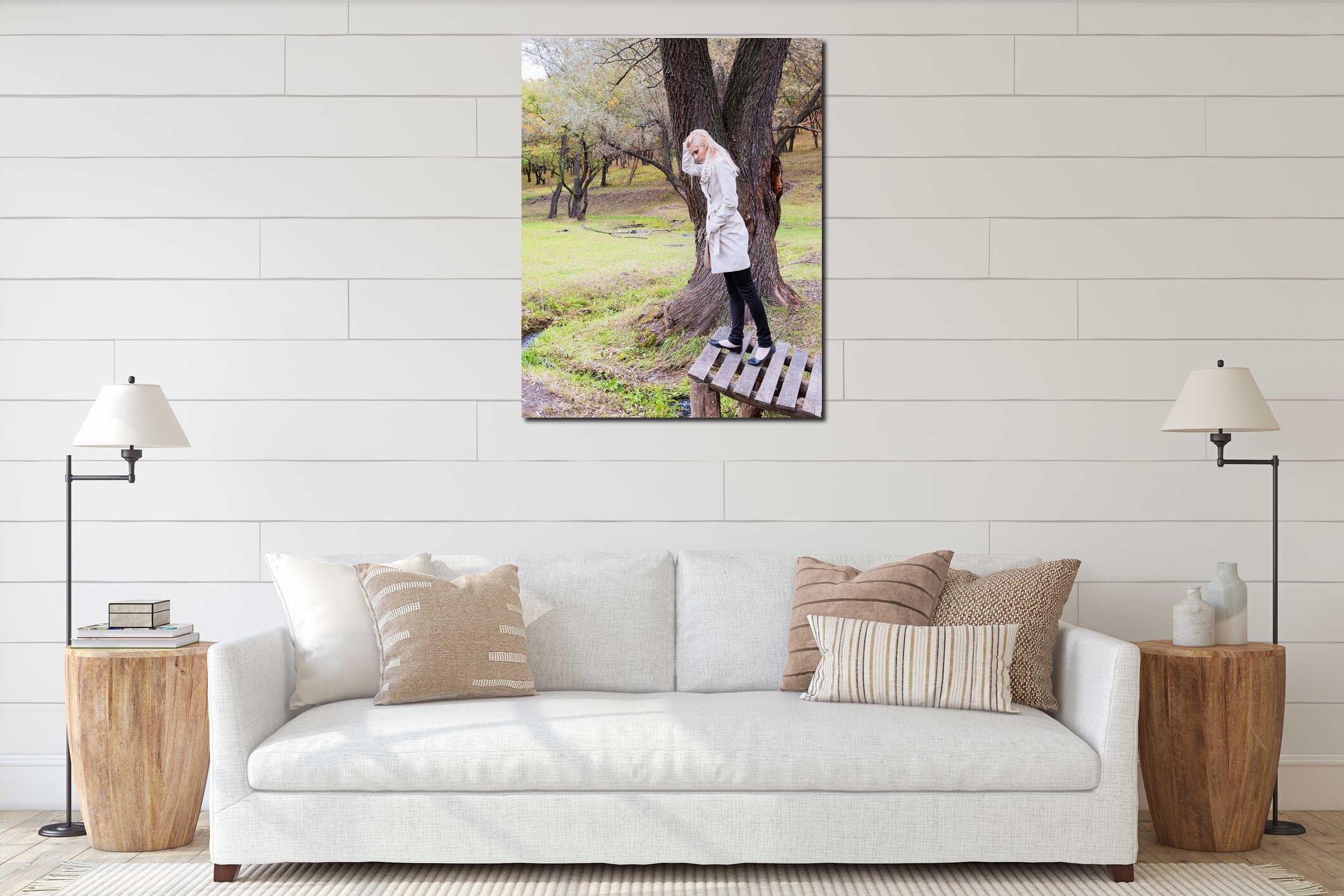 Canvas hanging interior mockup