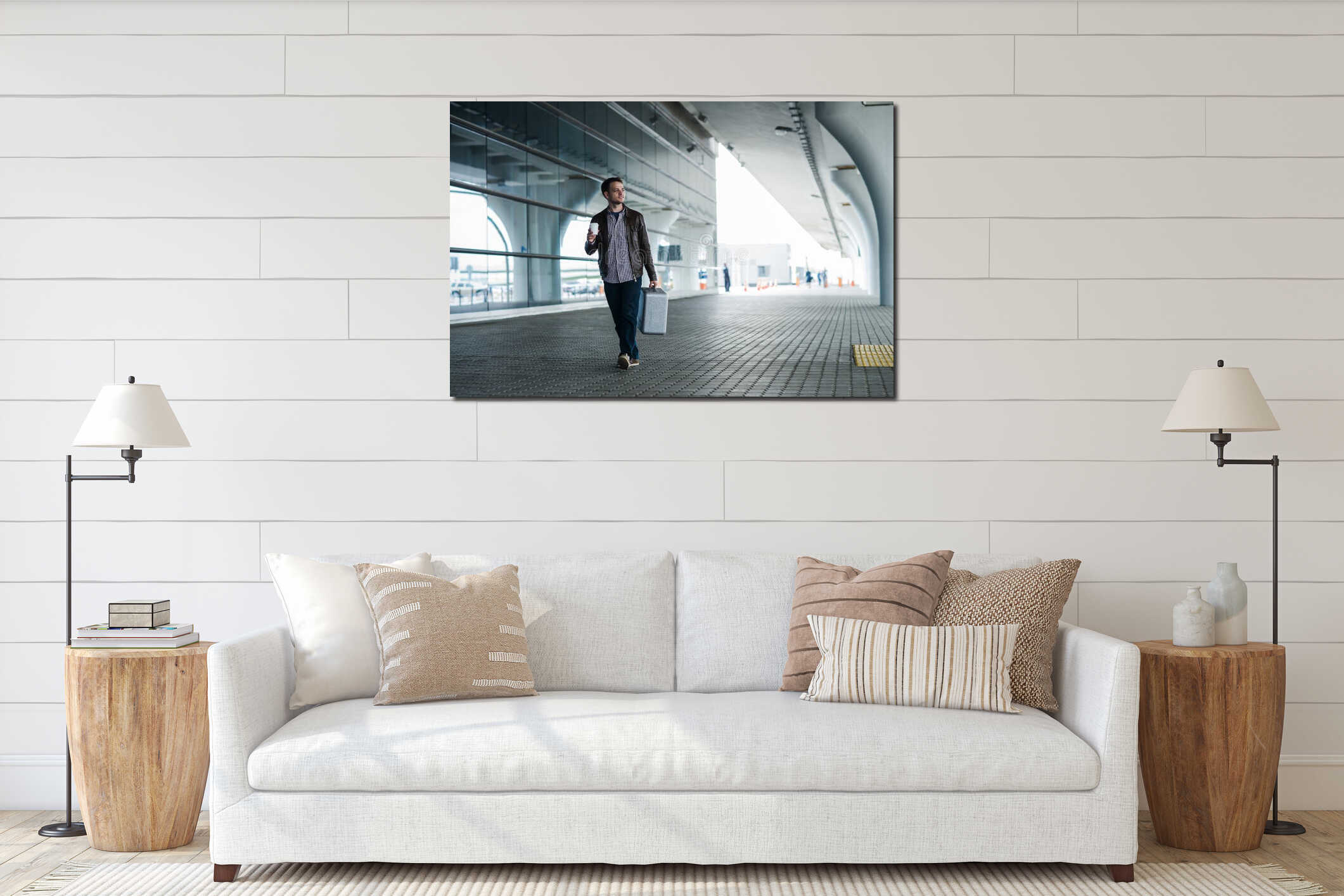 Canvas hanging interior mockup