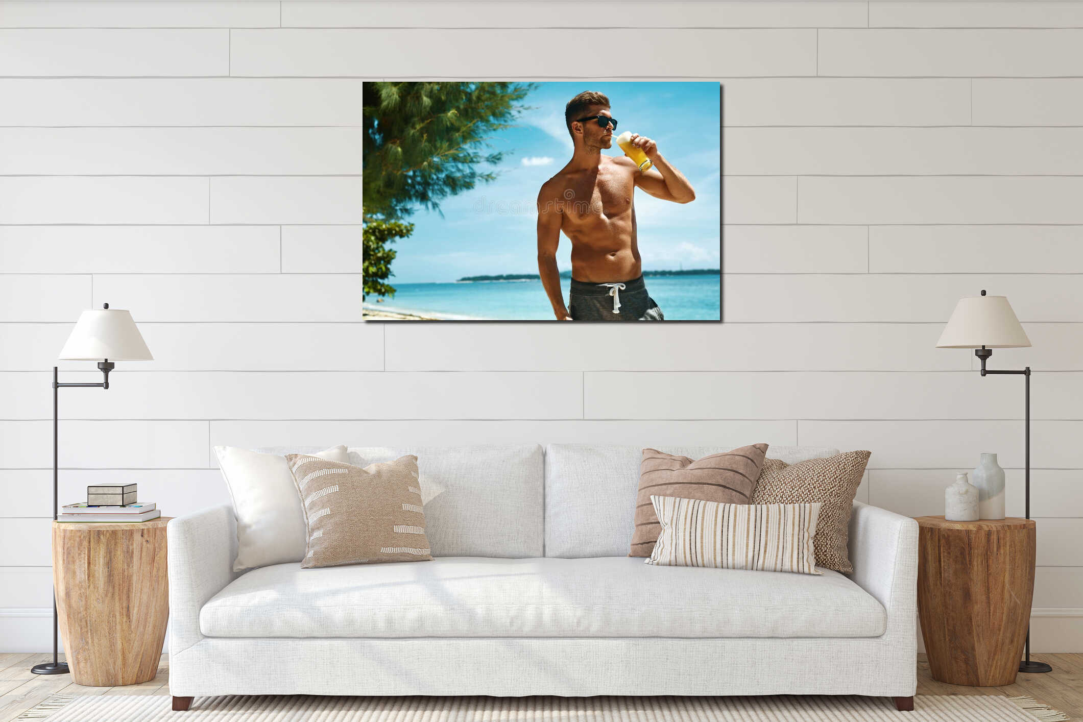 Canvas hanging interior mockup