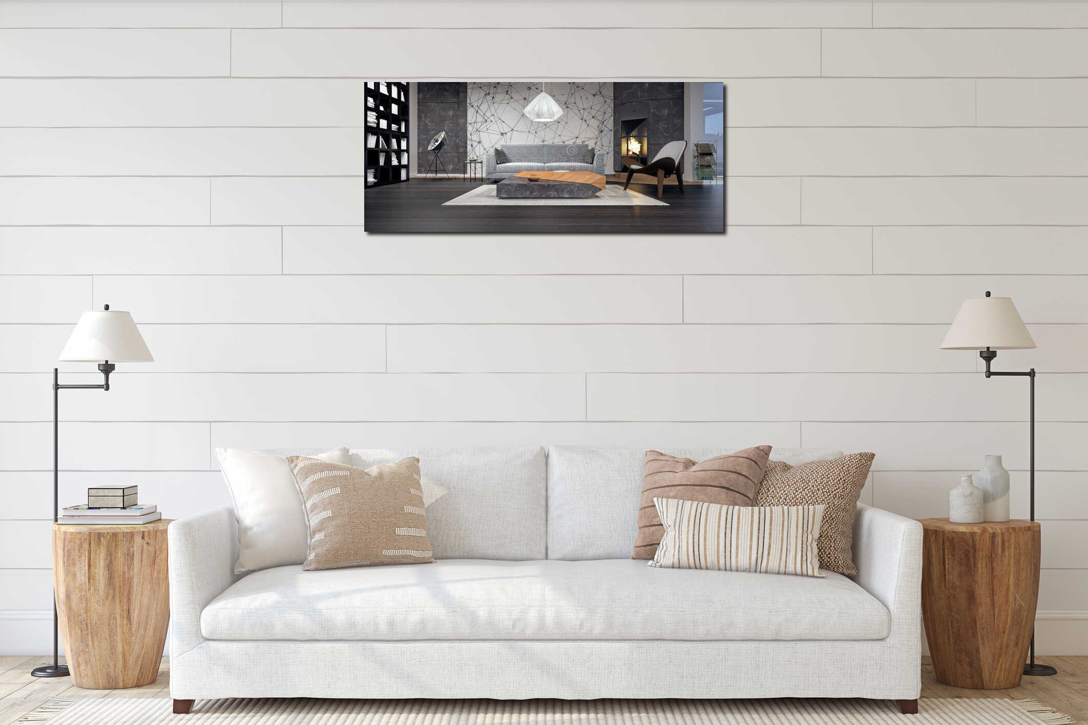 Canvas hanging interior mockup
