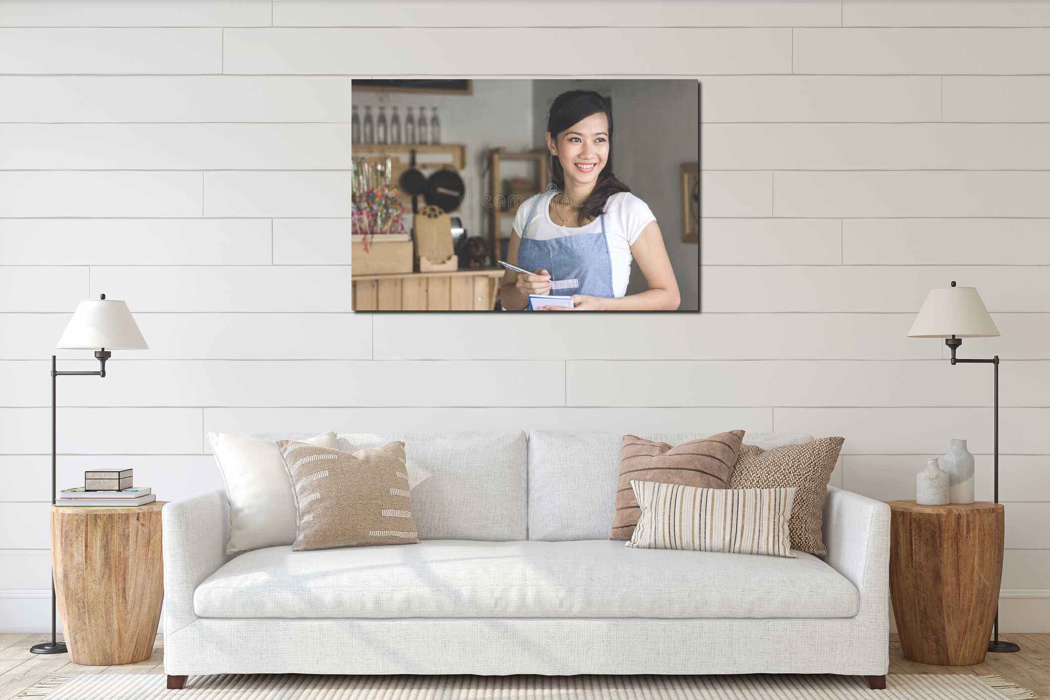 Canvas hanging interior mockup