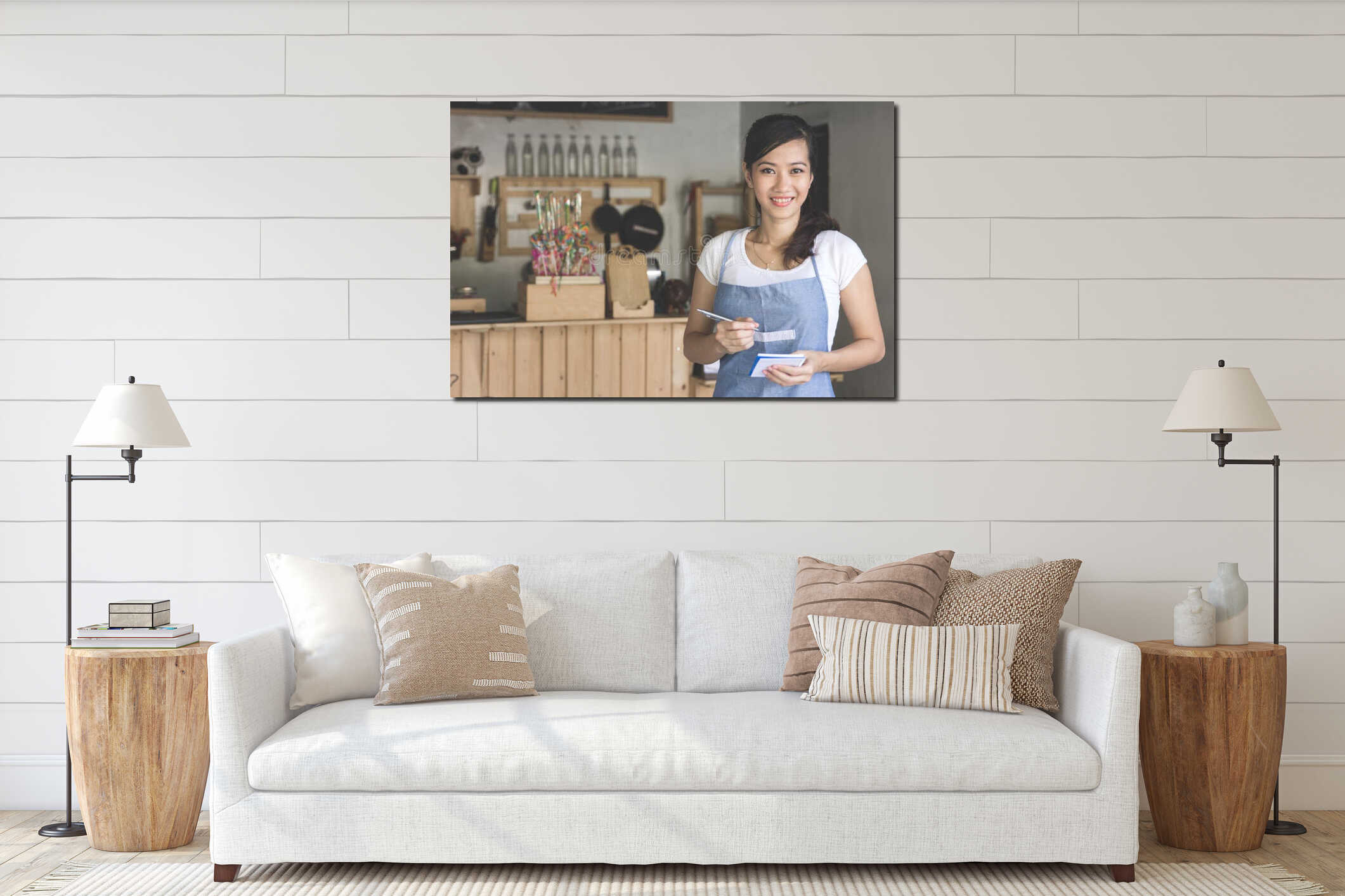 Canvas hanging interior mockup