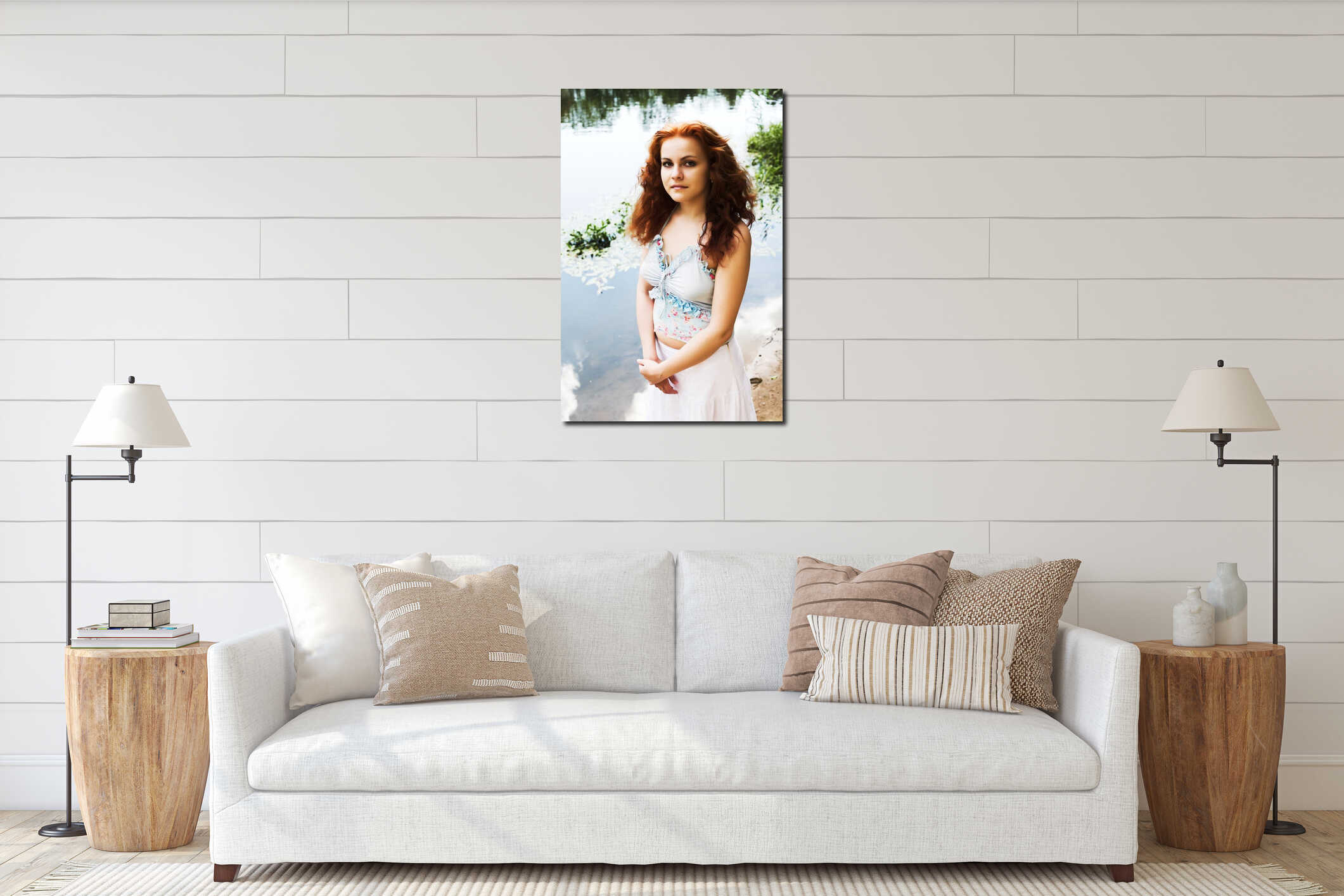 Canvas hanging interior mockup