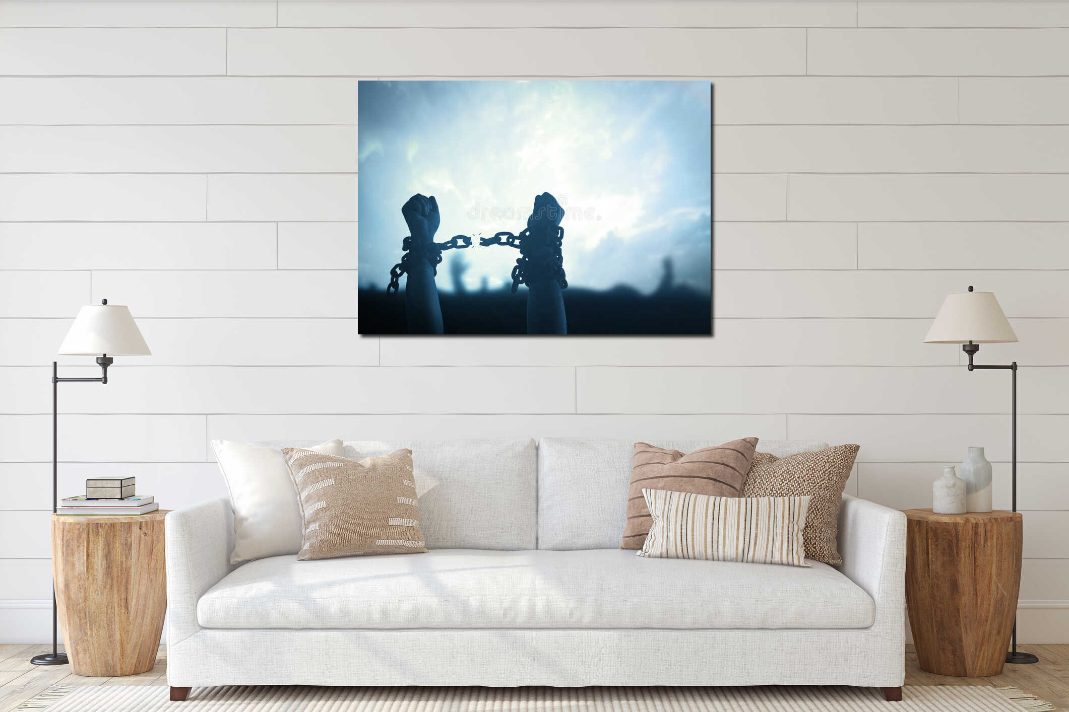 Canvas hanging interior mockup