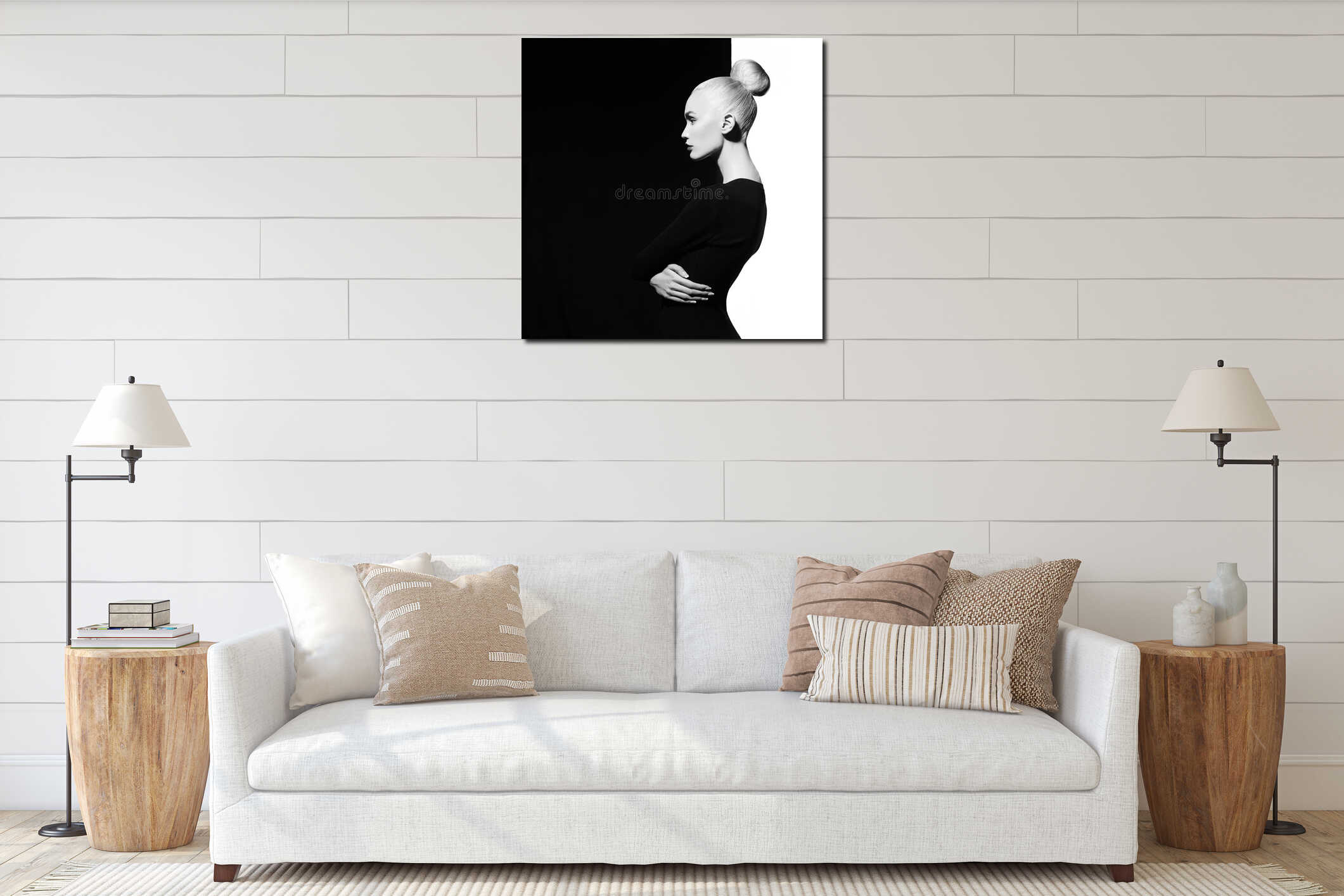 Canvas hanging interior mockup