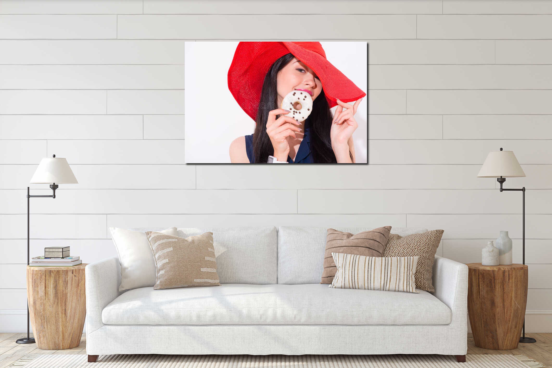 Canvas hanging interior mockup