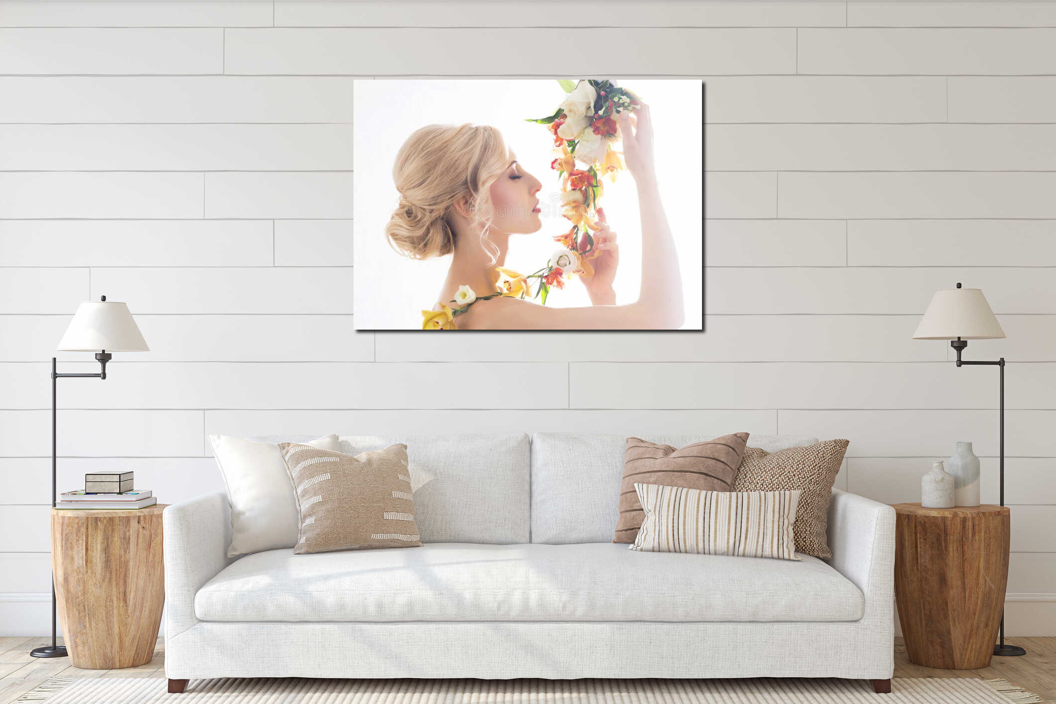 Canvas hanging interior mockup