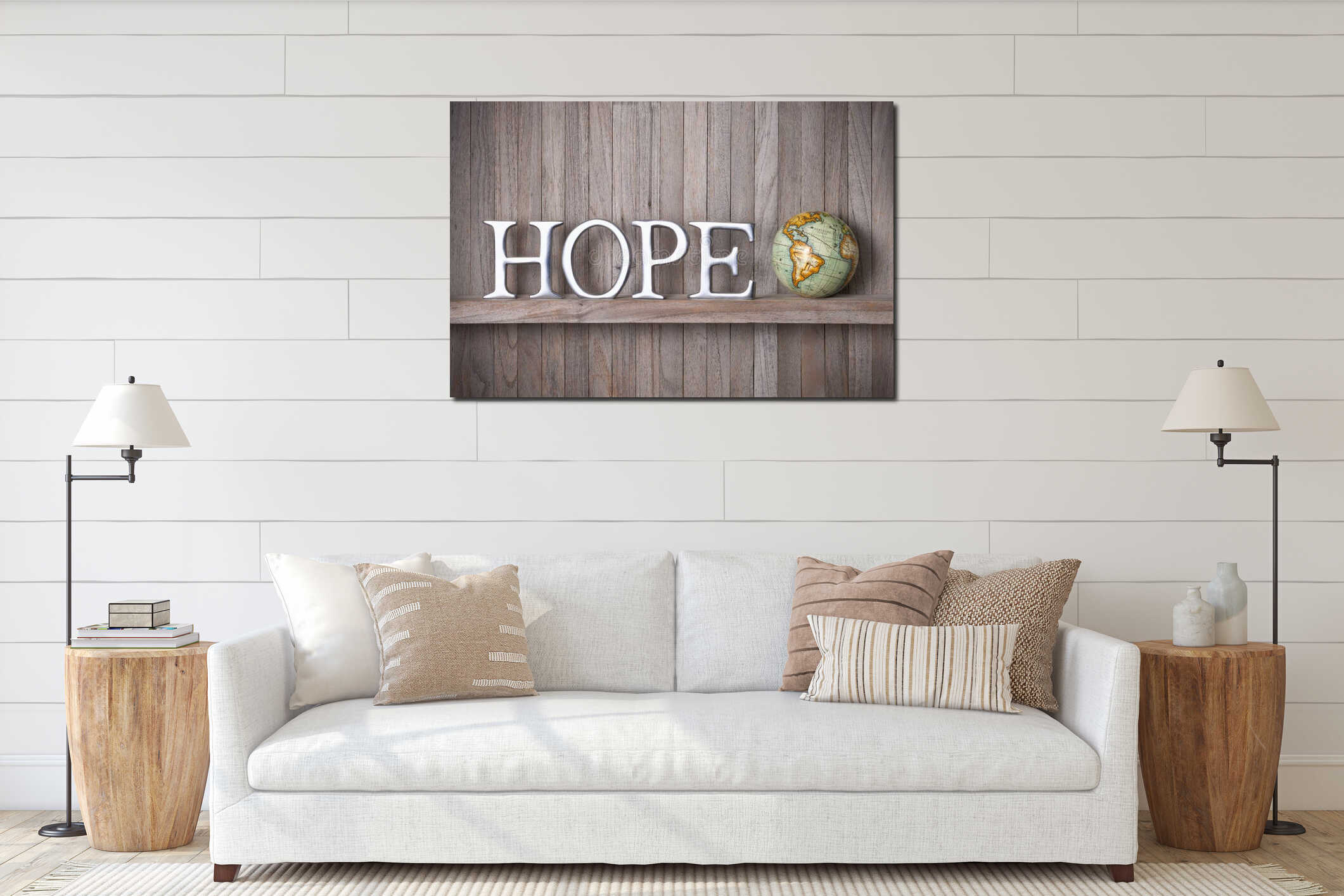Canvas hanging interior mockup