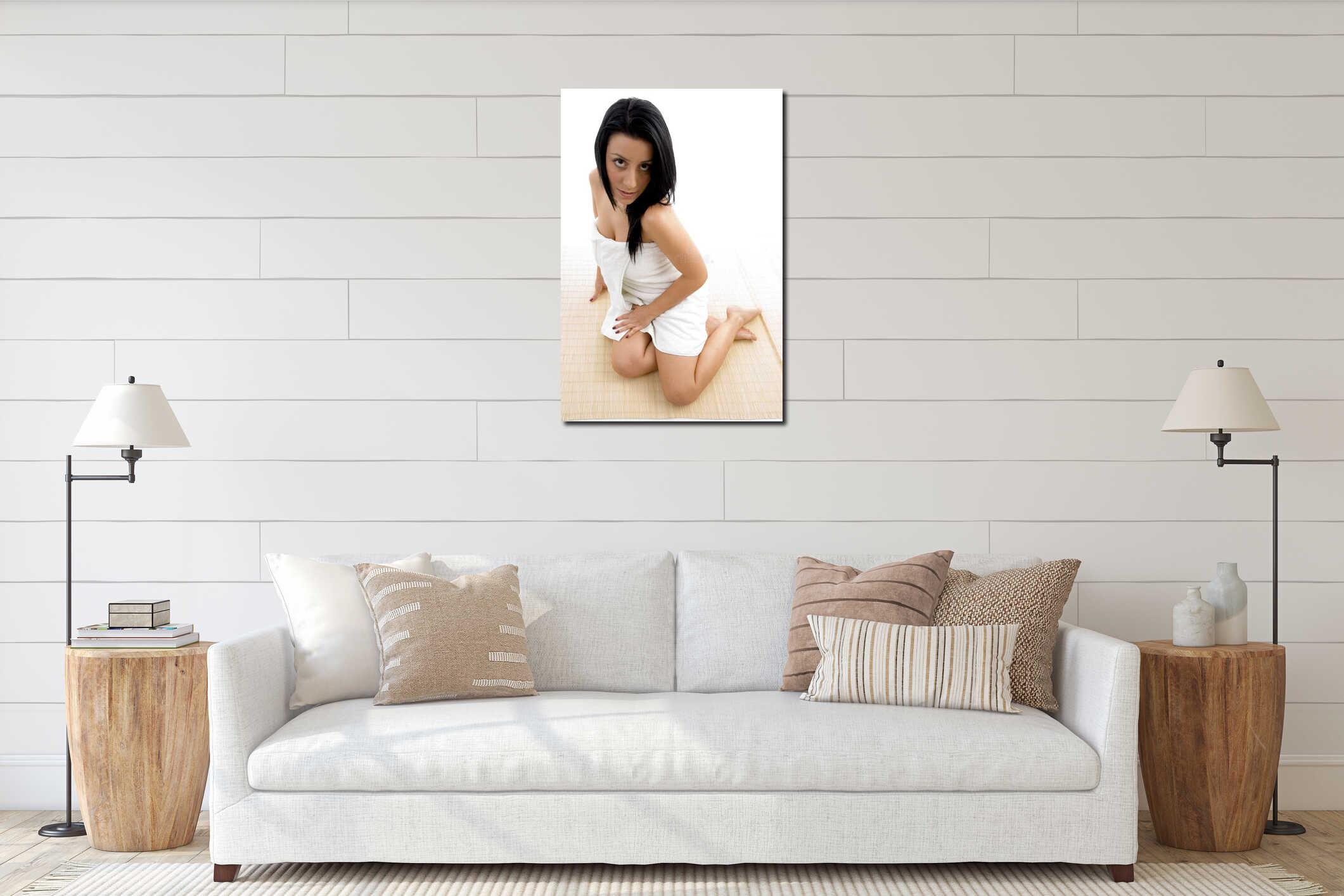 Canvas hanging interior mockup