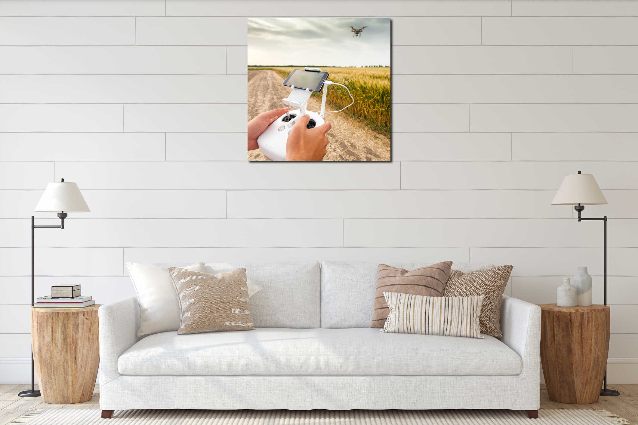 Canvas hanging interior mockup