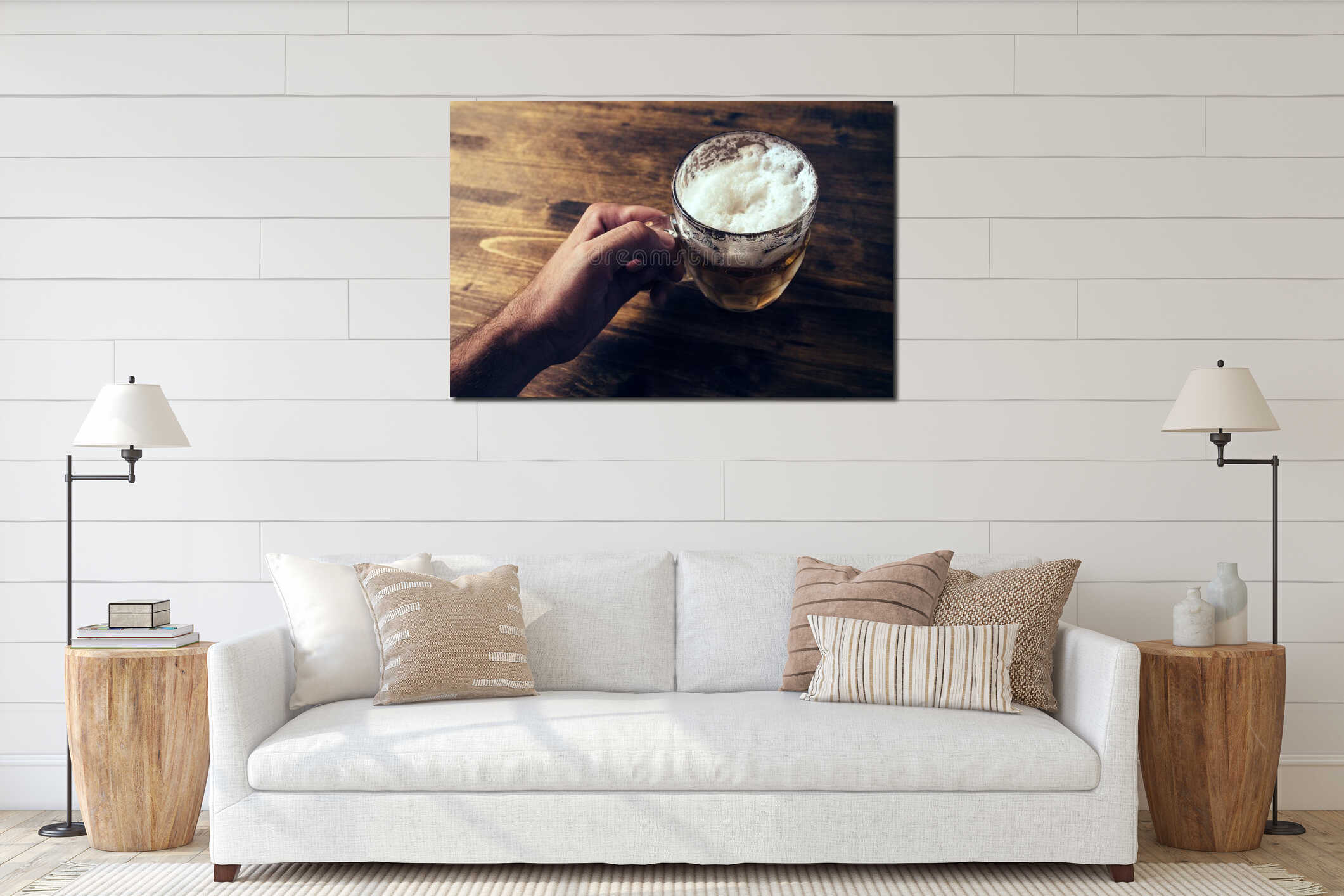 Canvas hanging interior mockup