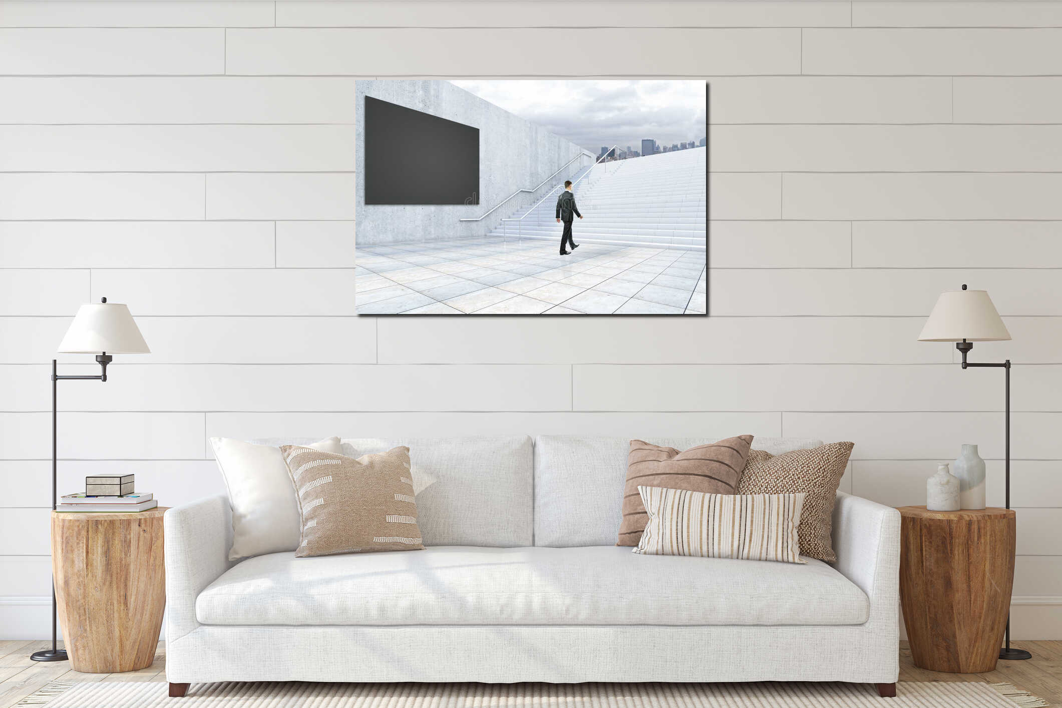 Canvas hanging interior mockup