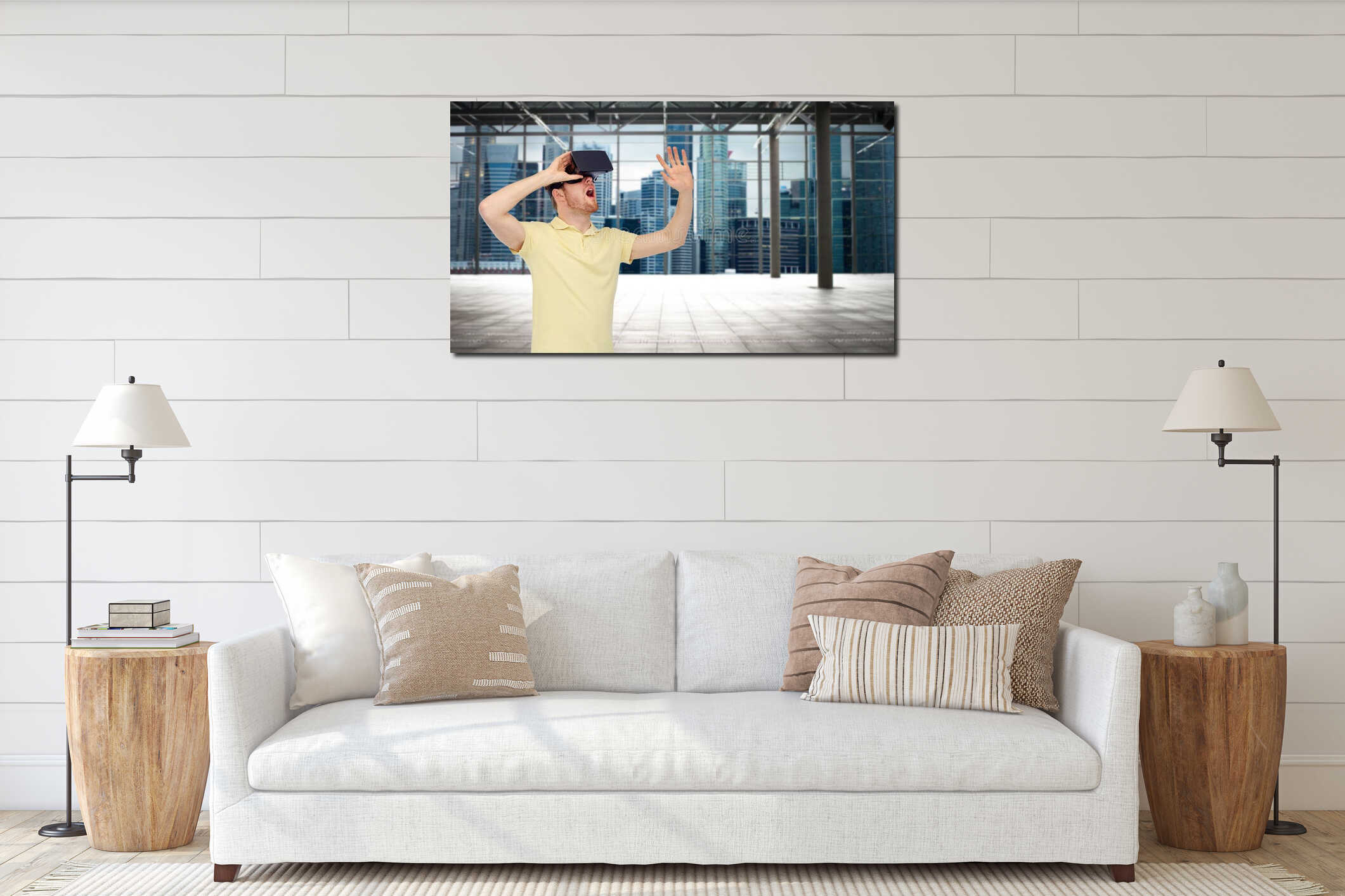 Canvas hanging interior mockup