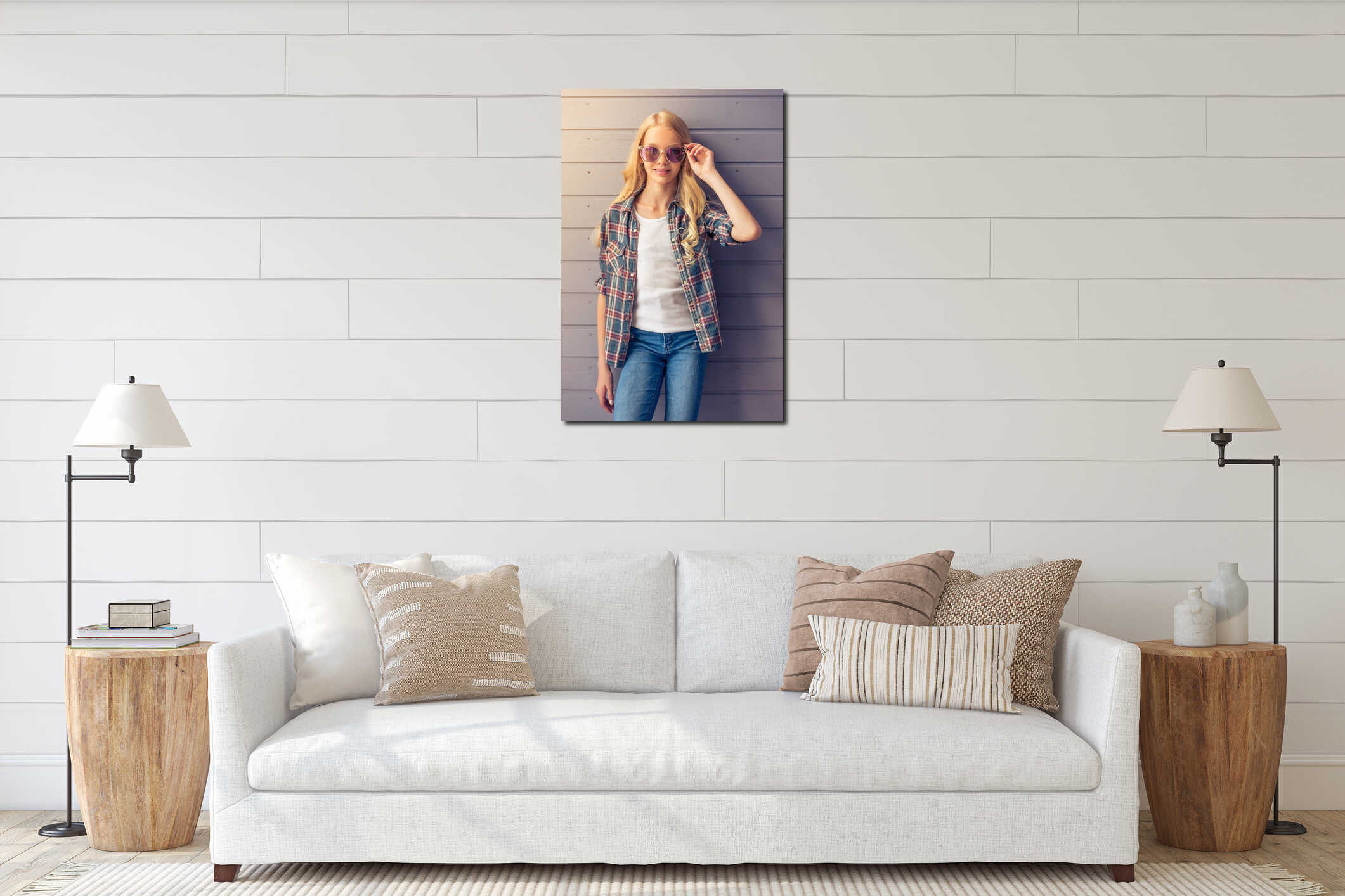 Canvas hanging interior mockup
