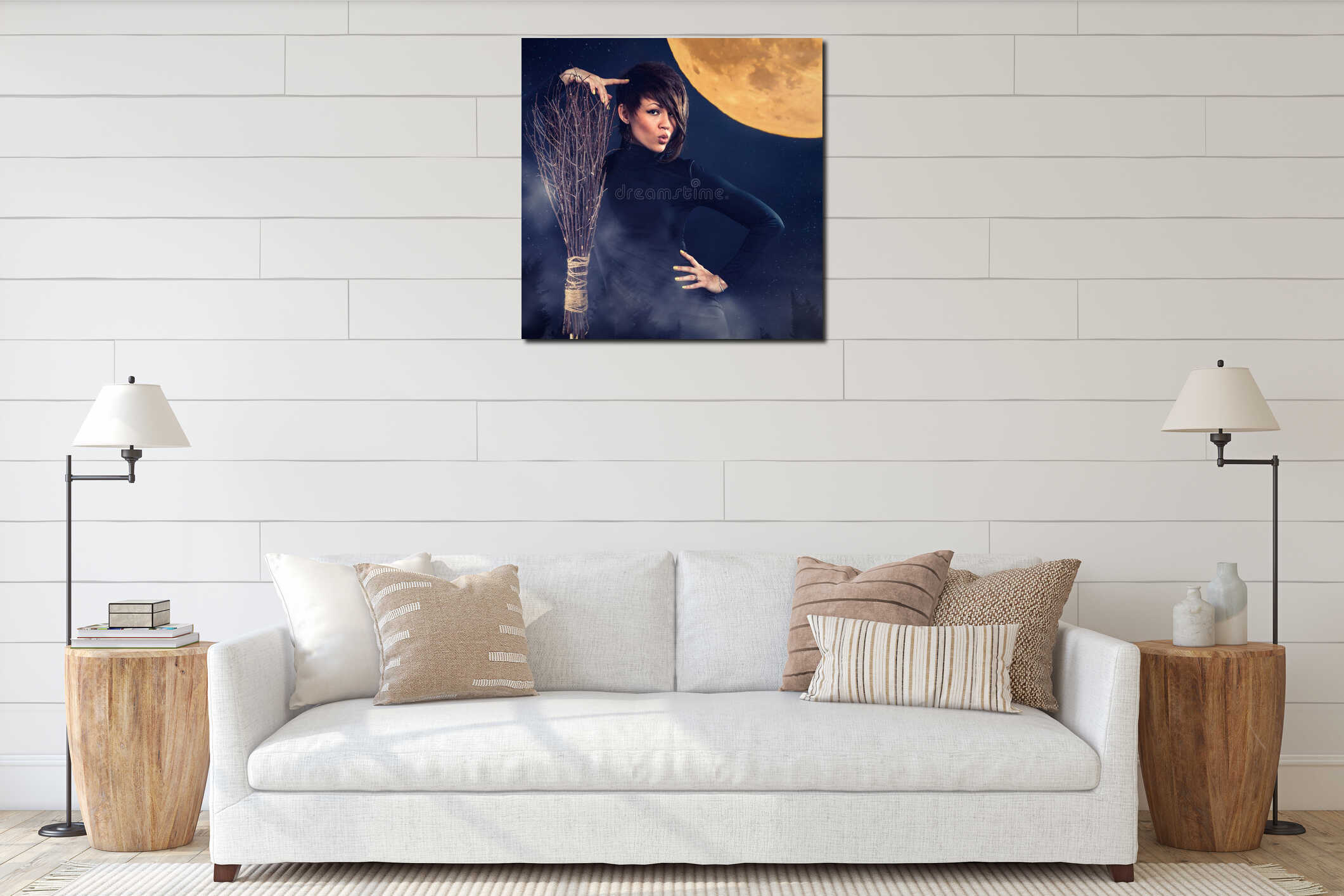 Canvas hanging interior mockup