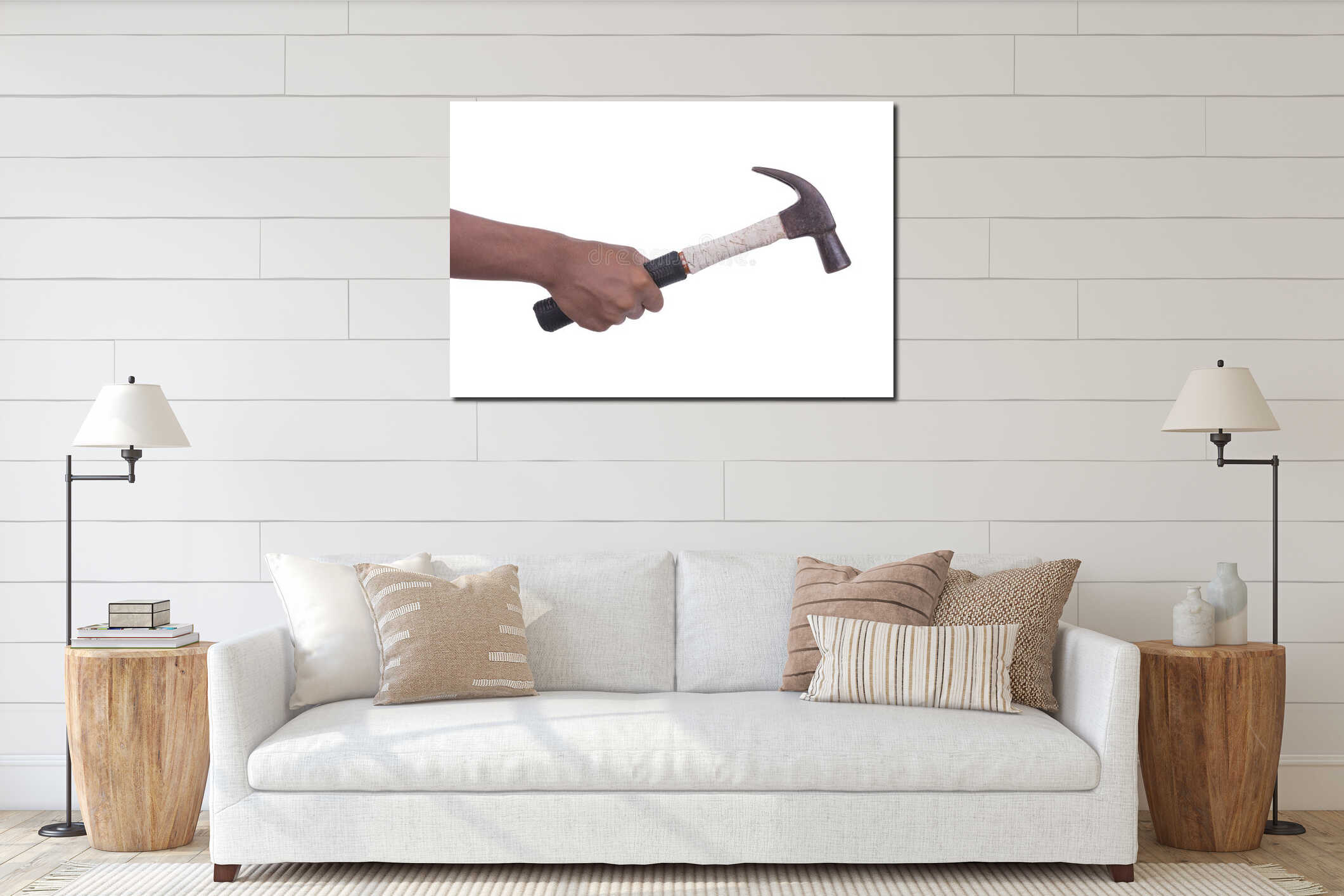 Canvas hanging interior mockup