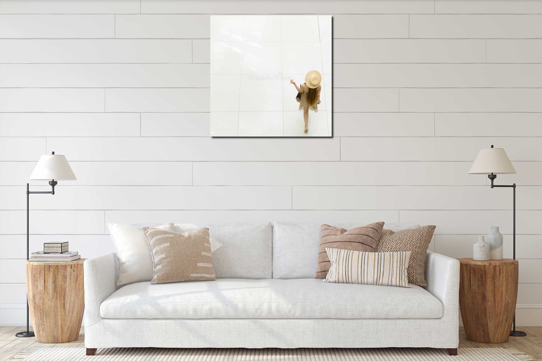 Canvas hanging interior mockup