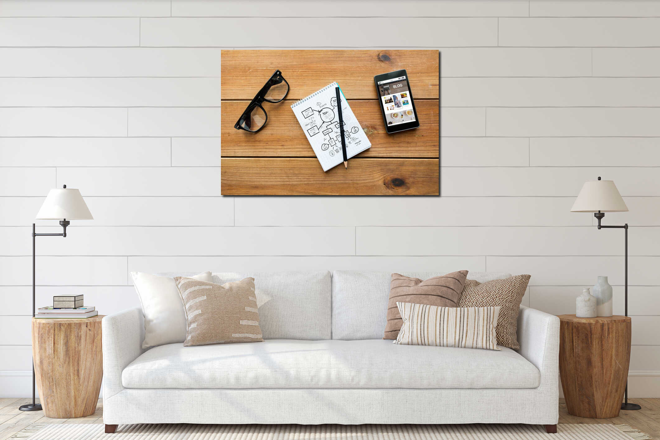 Canvas hanging interior mockup