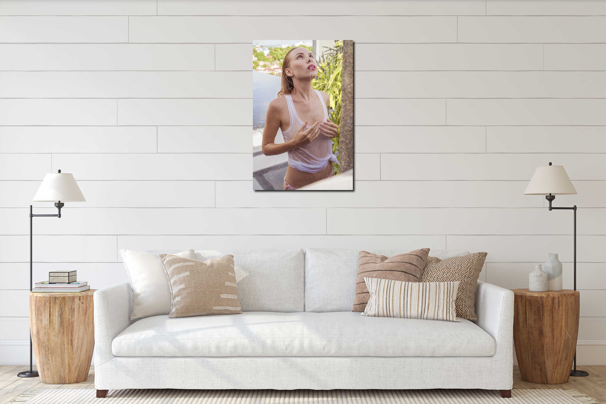 Canvas hanging interior mockup