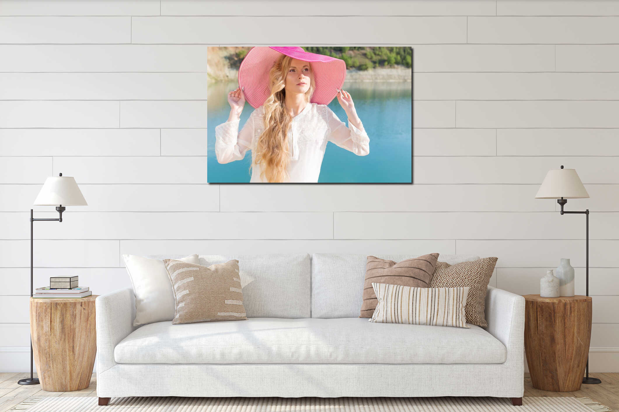 Canvas hanging interior mockup